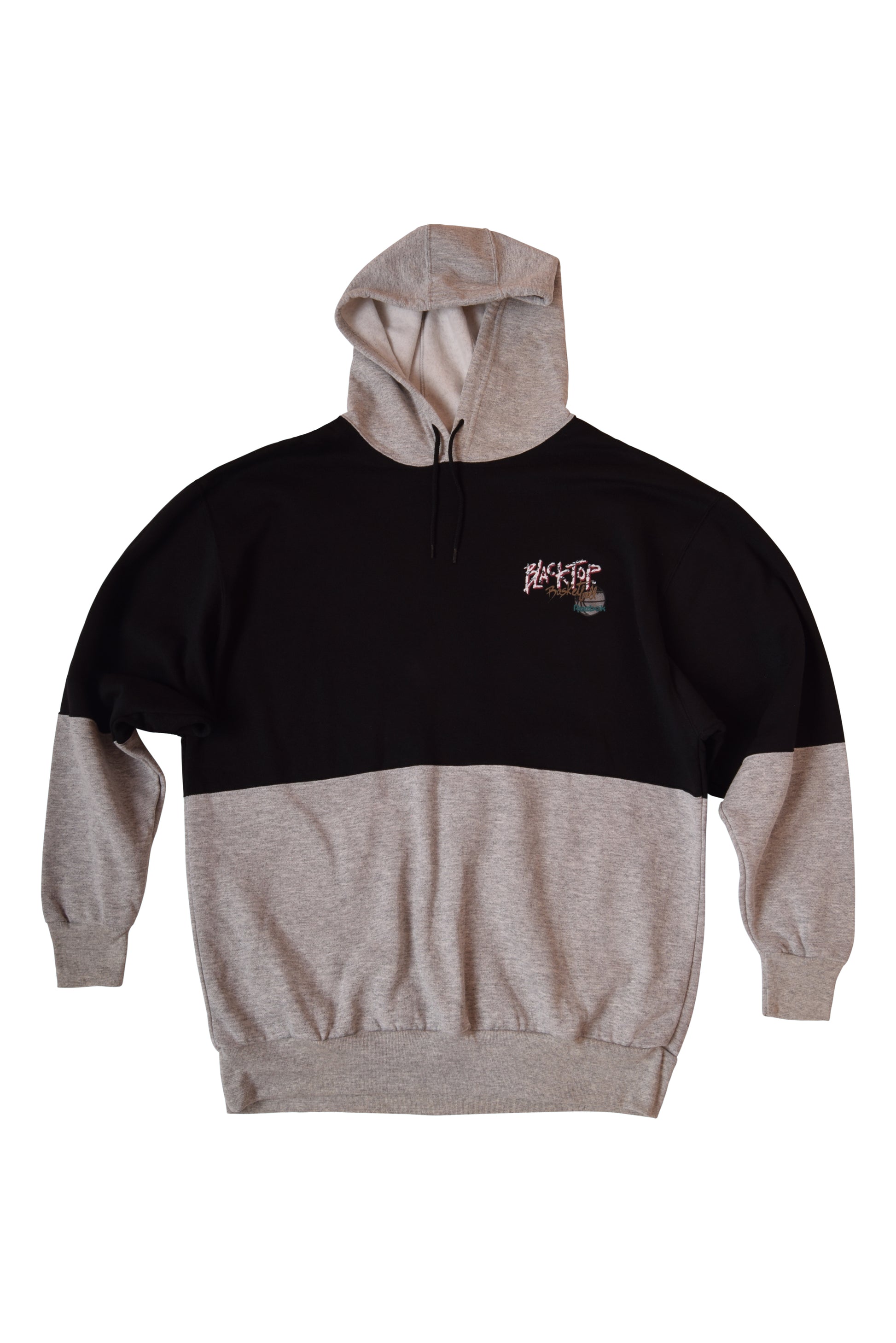 Vintage Reebok BlackTop Basketball Hoodie Sweatshirt Size XL Black Grey