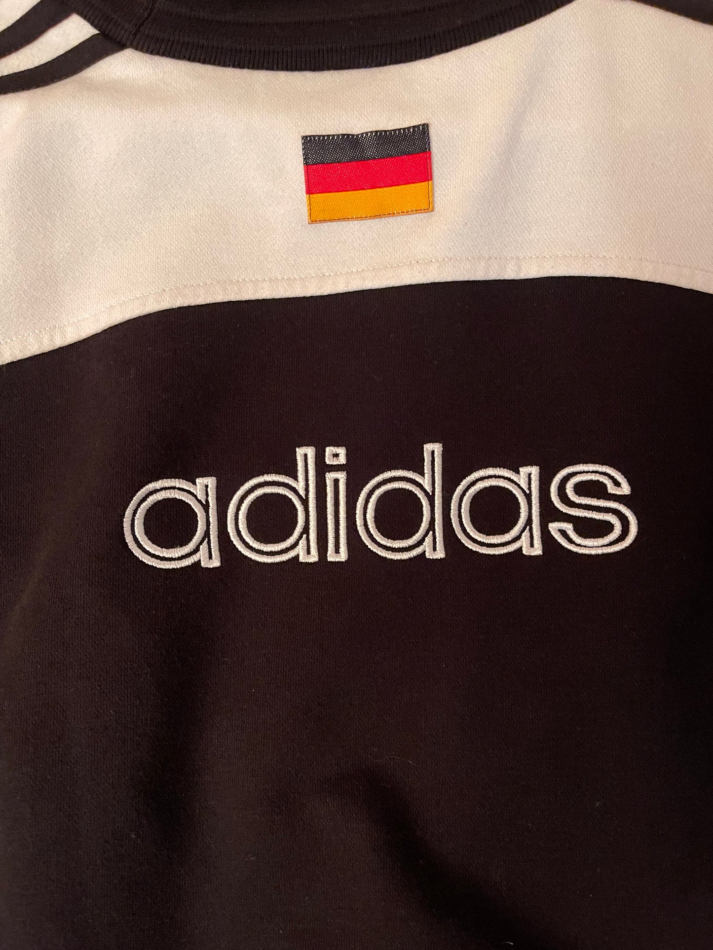 Vintage Germany 1994-1995 Adidas Training Football Sweatshirt Crew Neck Size L Black White Red Yellow
