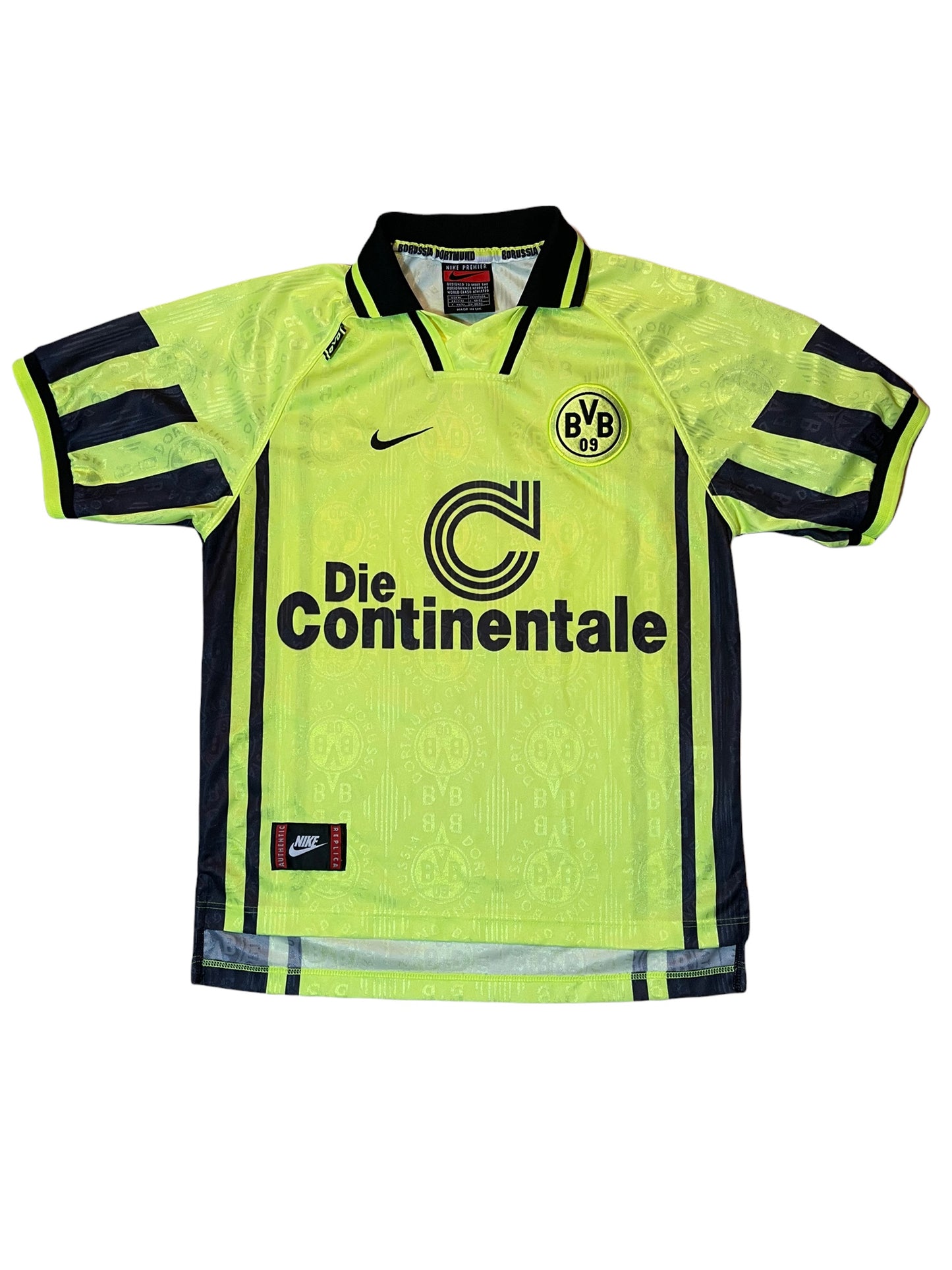 Vintage BVB Borrusia Dortmund Nike Premier 1996-1997 Size M Football Shirt Home Die Continentale Made in UK