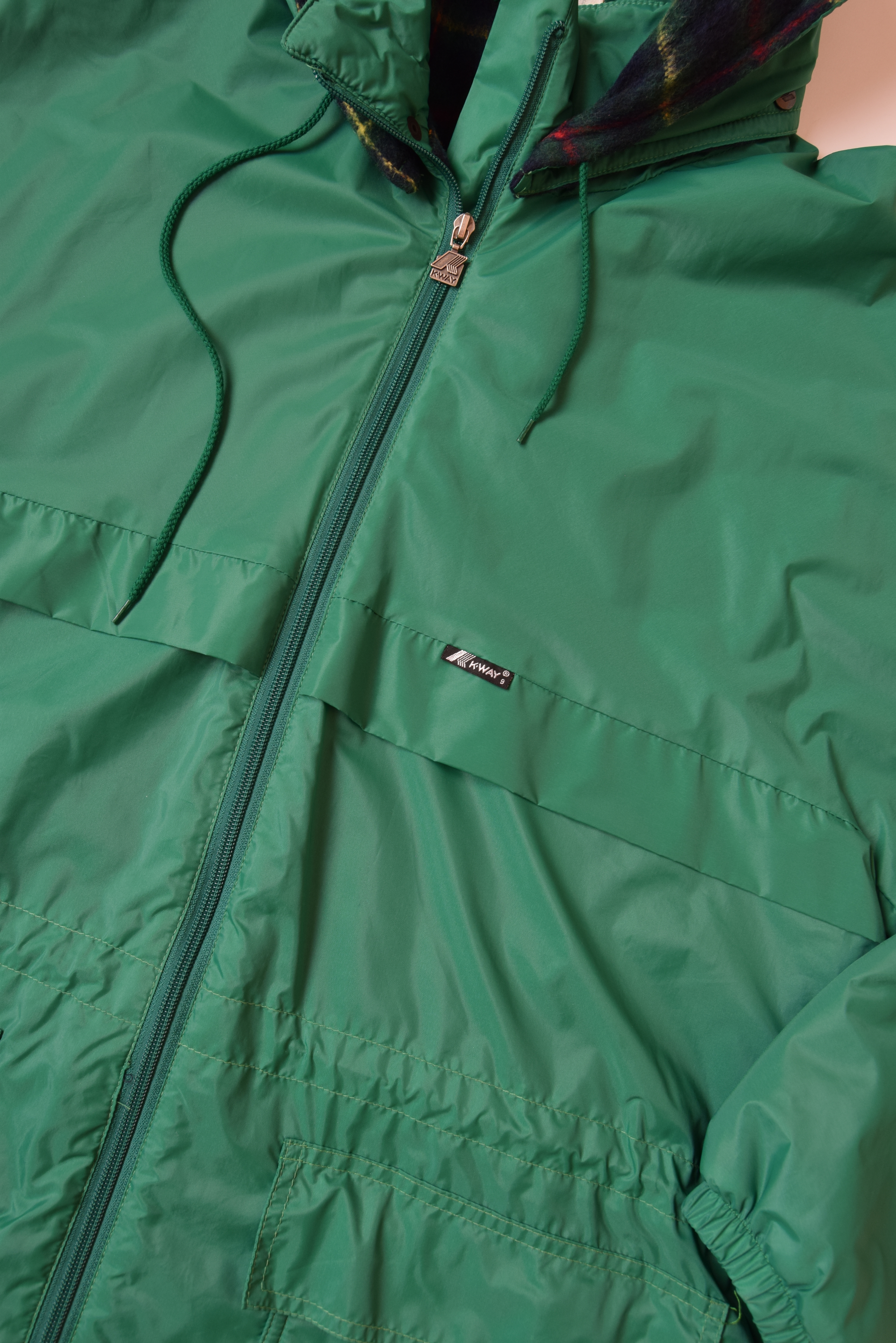 Vintage K-WAY Thick Jacket - Windbreaker Green Size XL 