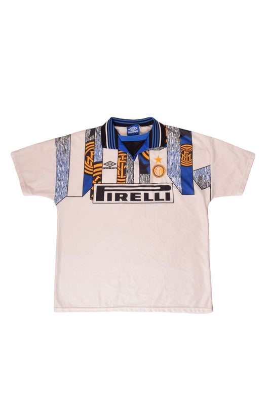 Inter Milano Umbro 1995 - 1996 Away Football Shirt White Pirelli Size L