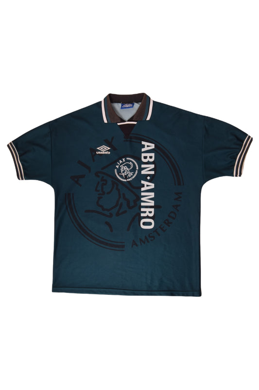 Vintage Ajax Amsterdam Umbro 1995-1996 Away Football Shirt Size L Abn Amro Dark Green