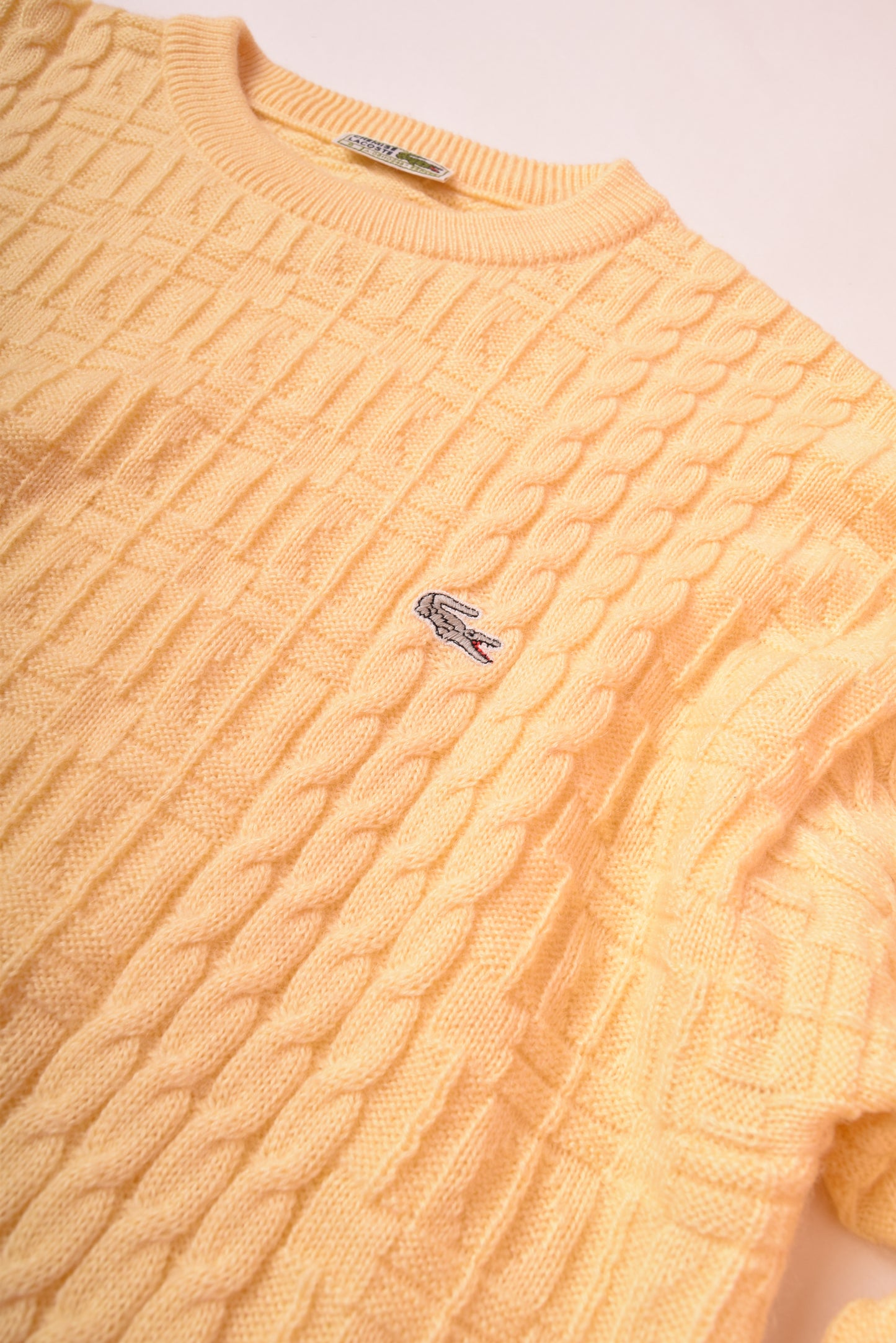 Vintage Lacoste 80's Jumper Made in Spain Yellow Size L