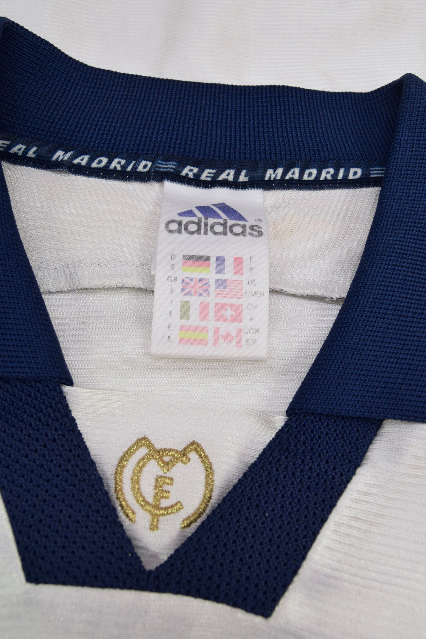 Real Madrid Adidas 1998-1999 Home Football Shirt Size S White Shiny Teka