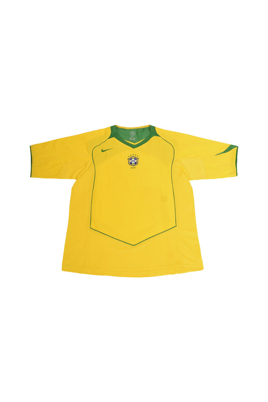 Brasil '04-'05 Nike Home Football Shirt Size L Yellow