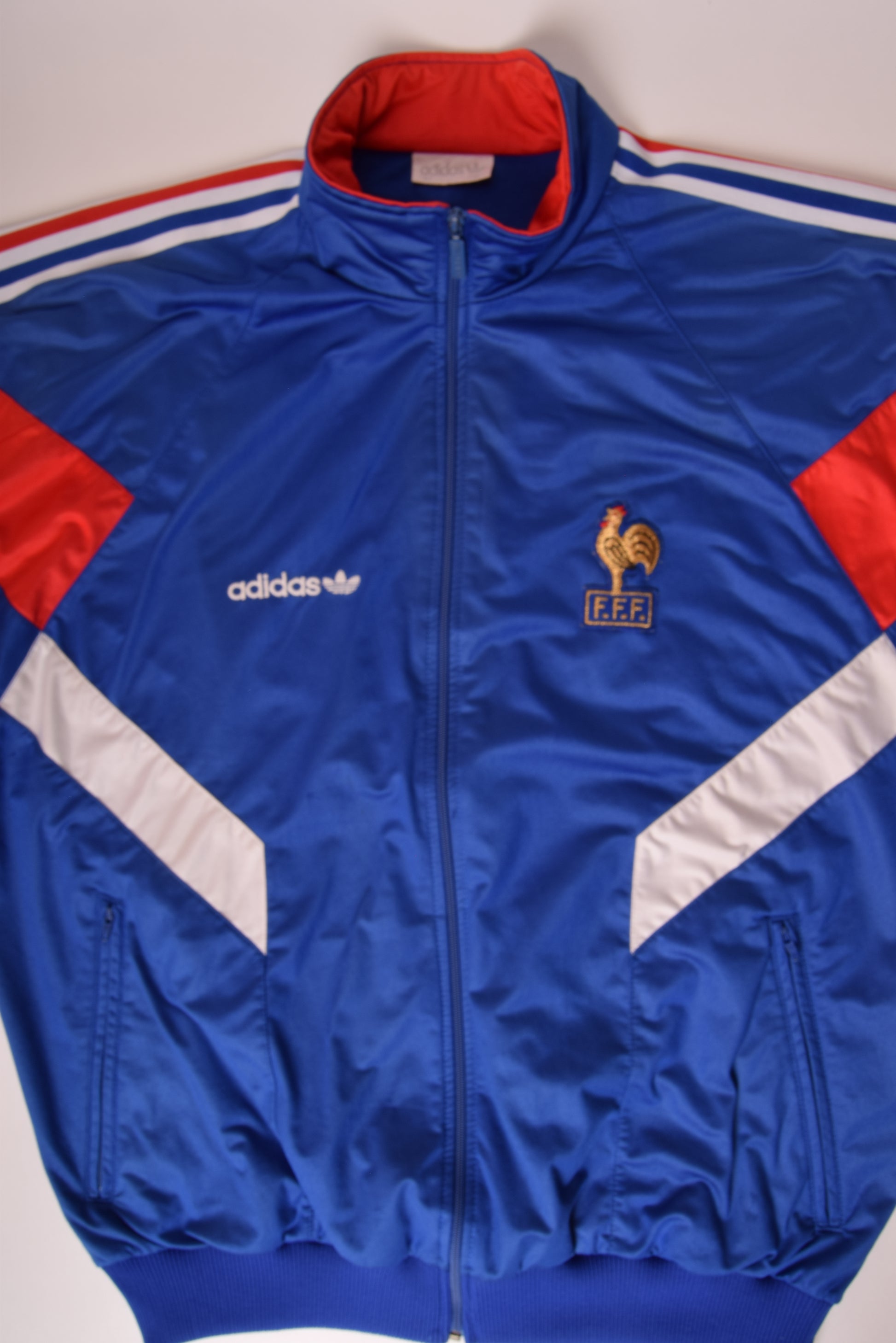 Vintage France Adidas Football Jacket 1990 - 1992 Made in France Size L Blue Red White