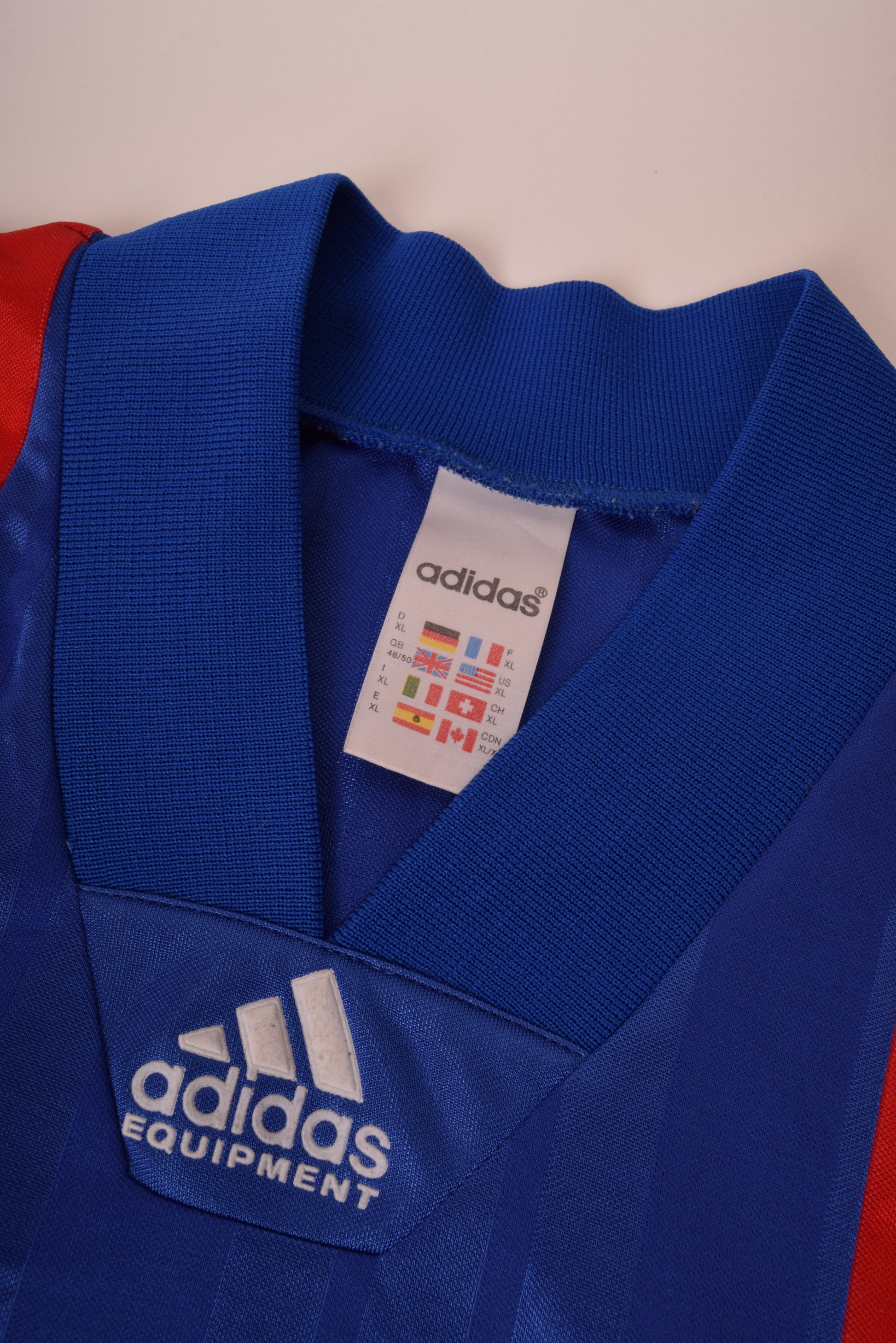 Vintage France Adidas Equipment 1992-1993 Home Football Shirt Size XL Blue Red White