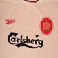 Vintage Liverpool Reebok 1996-1997 Away Football Shirt Size M Beige Carlsberg Made in UK