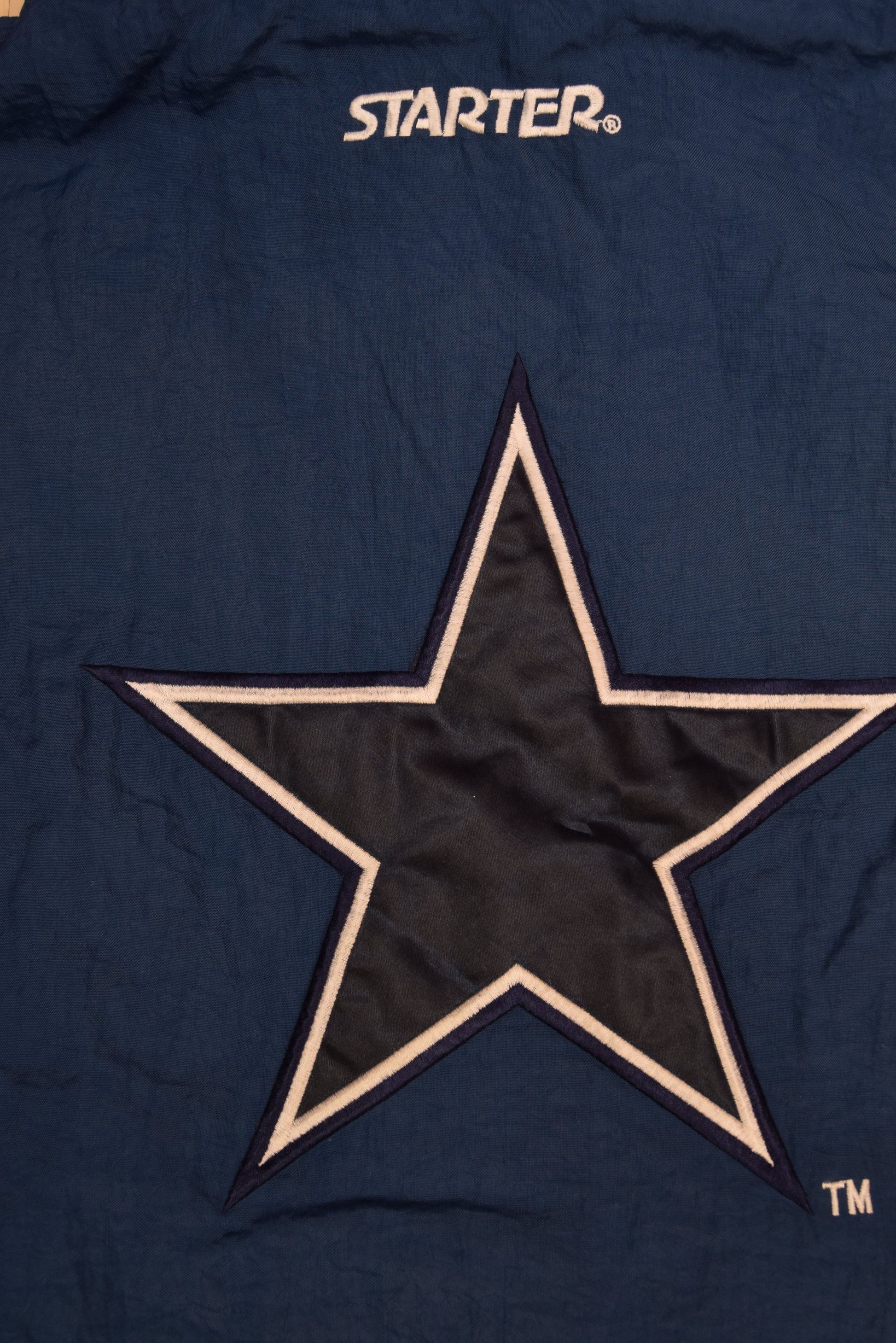 Vintage 90's Starter Cowboys Dallas Quilted Jacket NFL 1/4 Quarter Zip Size XL Blue