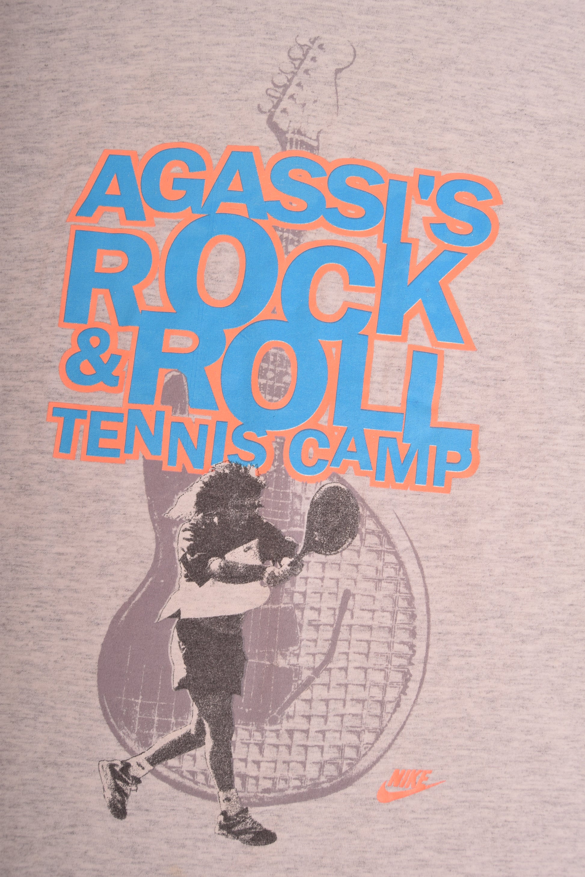 Vintage Nike Andre Agassi Rock & Roll Tennis Camp 90's Made in USA Size M Grey
