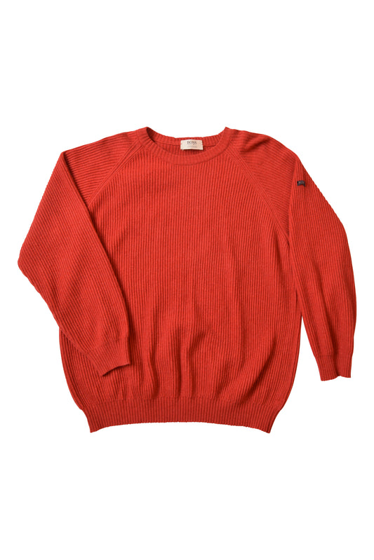 Vintage Hugo Boss Jumper Lambswool Cashmere 80's Made in Austria Size XL Red
