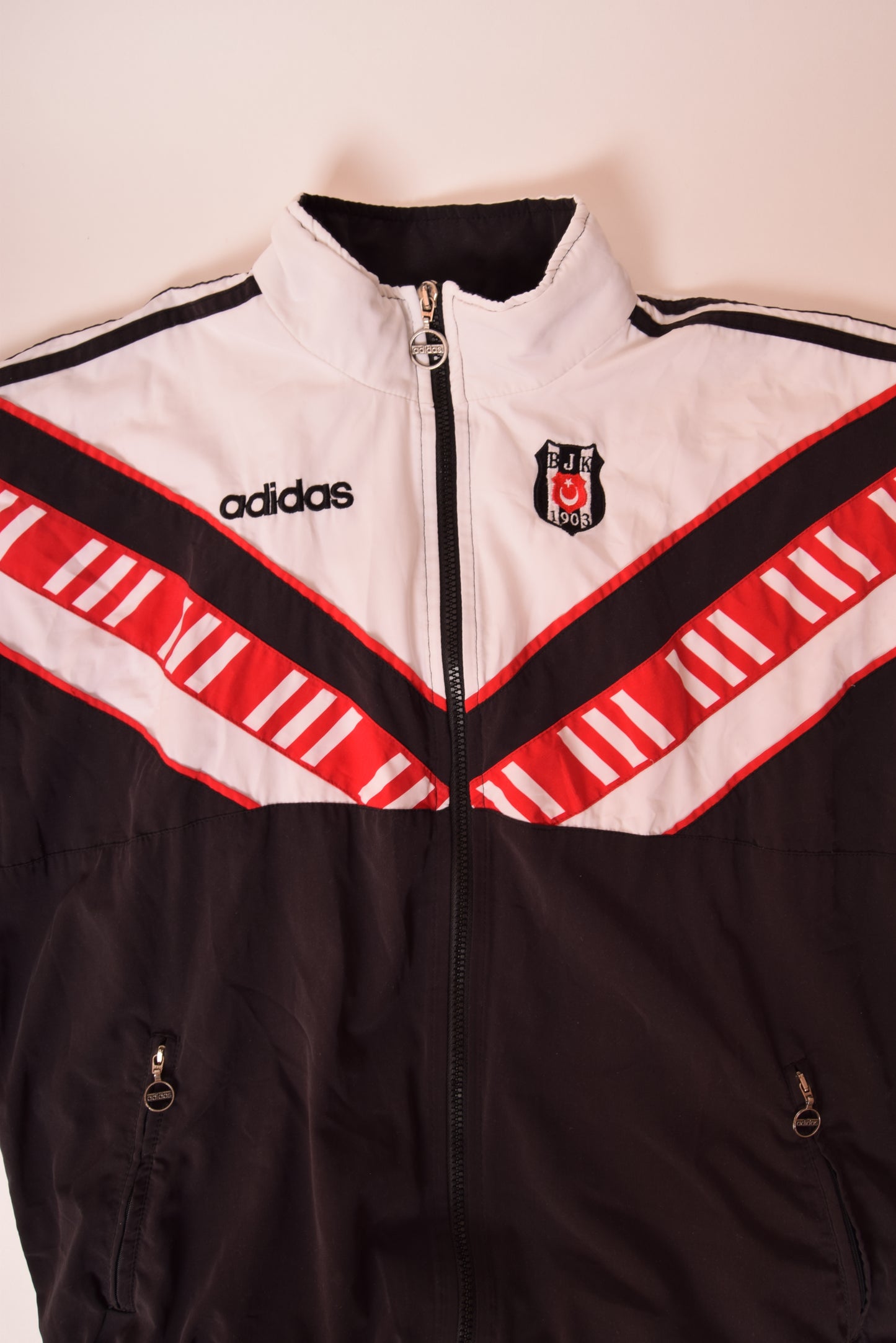 Vintage Besiktas Adidas Track Top Jacket 1997-1998 Black Red White Size L