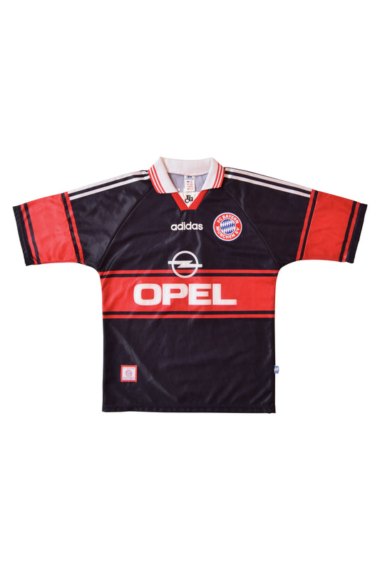 Vintage Bayern Munchen Munich Adidas Home Football Shirt 1997-1999 Black Red Opel Size L