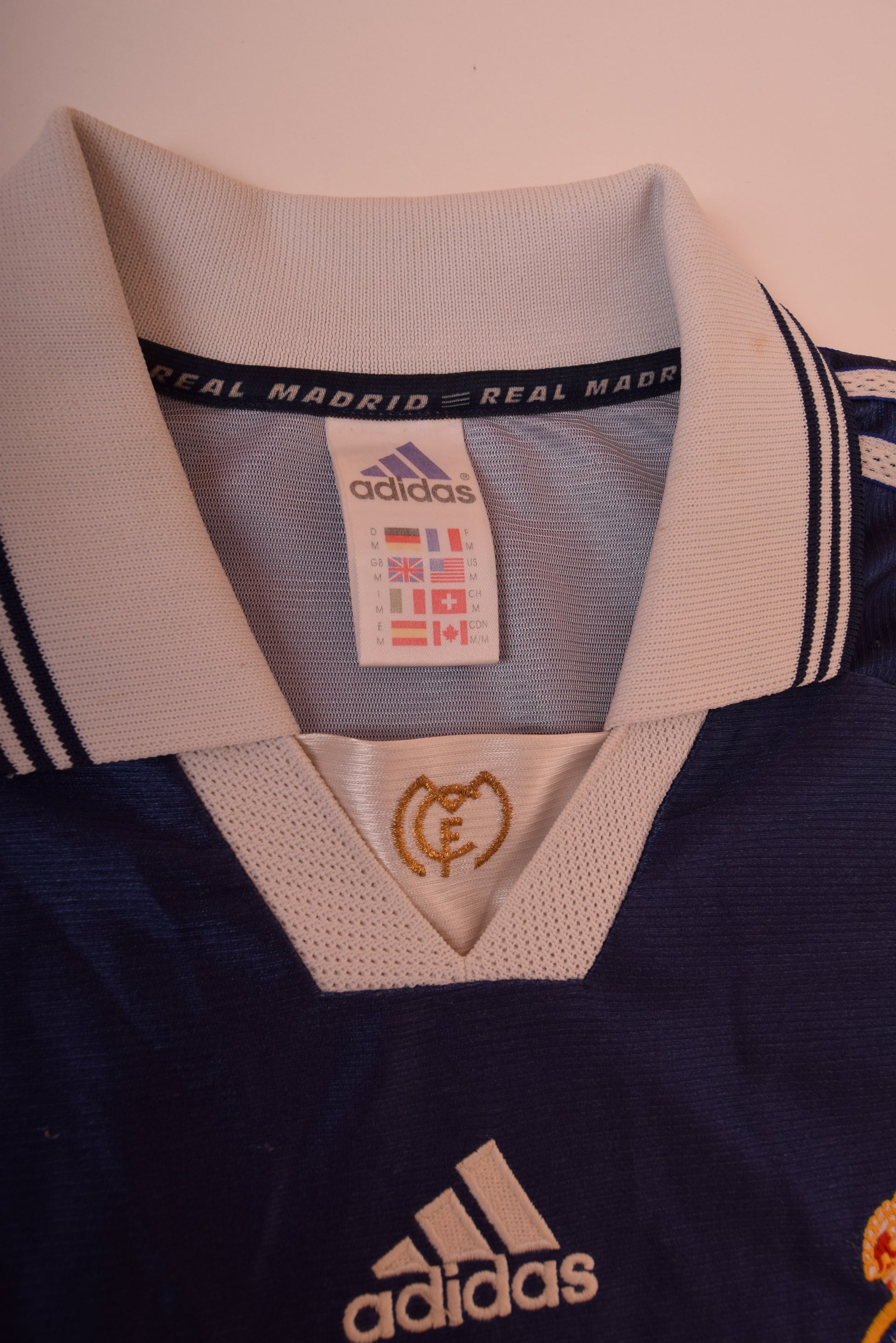Vintage Real Madrid Adidas 1998-1999 Away Football Shirt Size M Teka Blue 