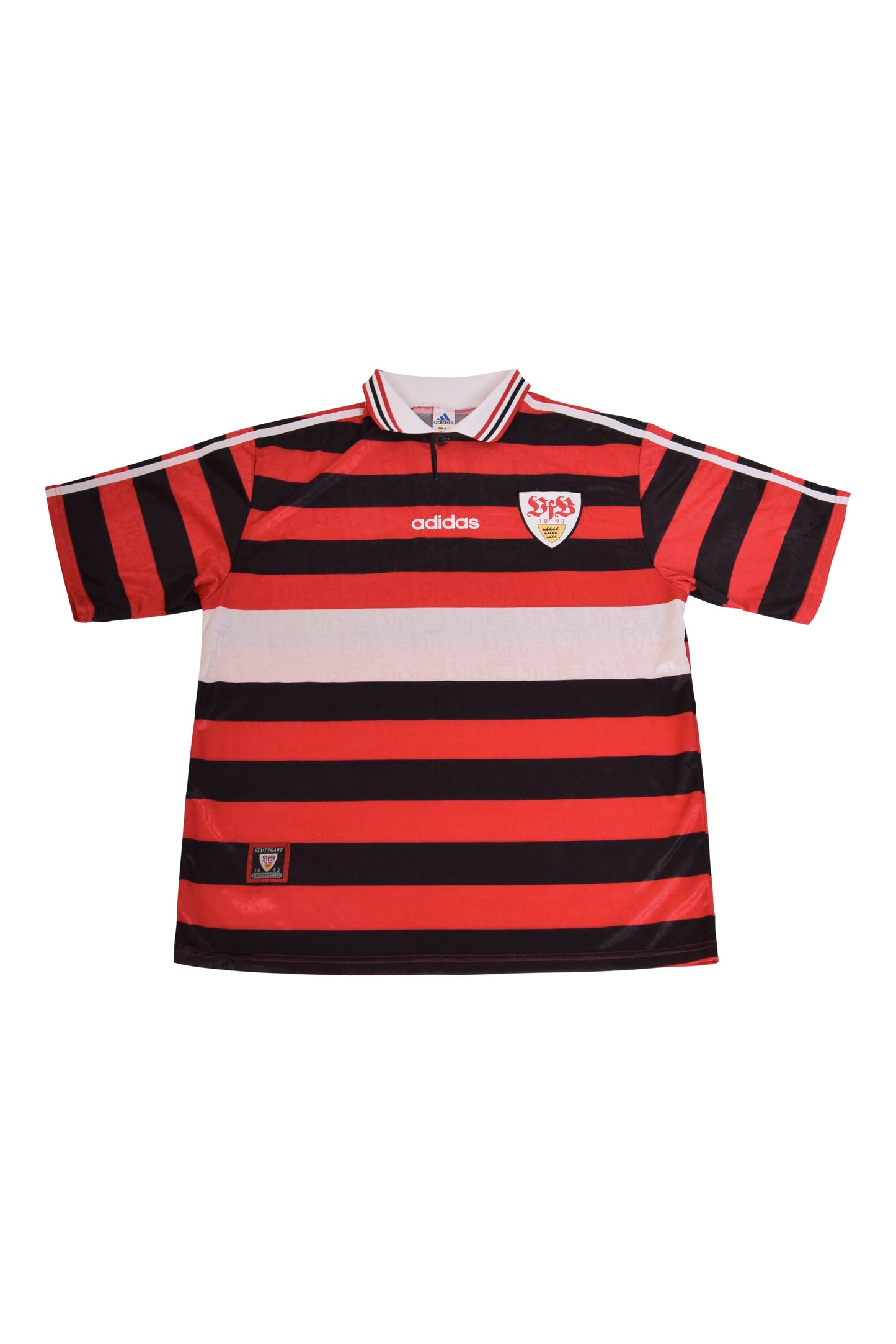 Vintage VFB Stuttgart '97-'98 Adidas Away Football Shirt Size XL Red Black