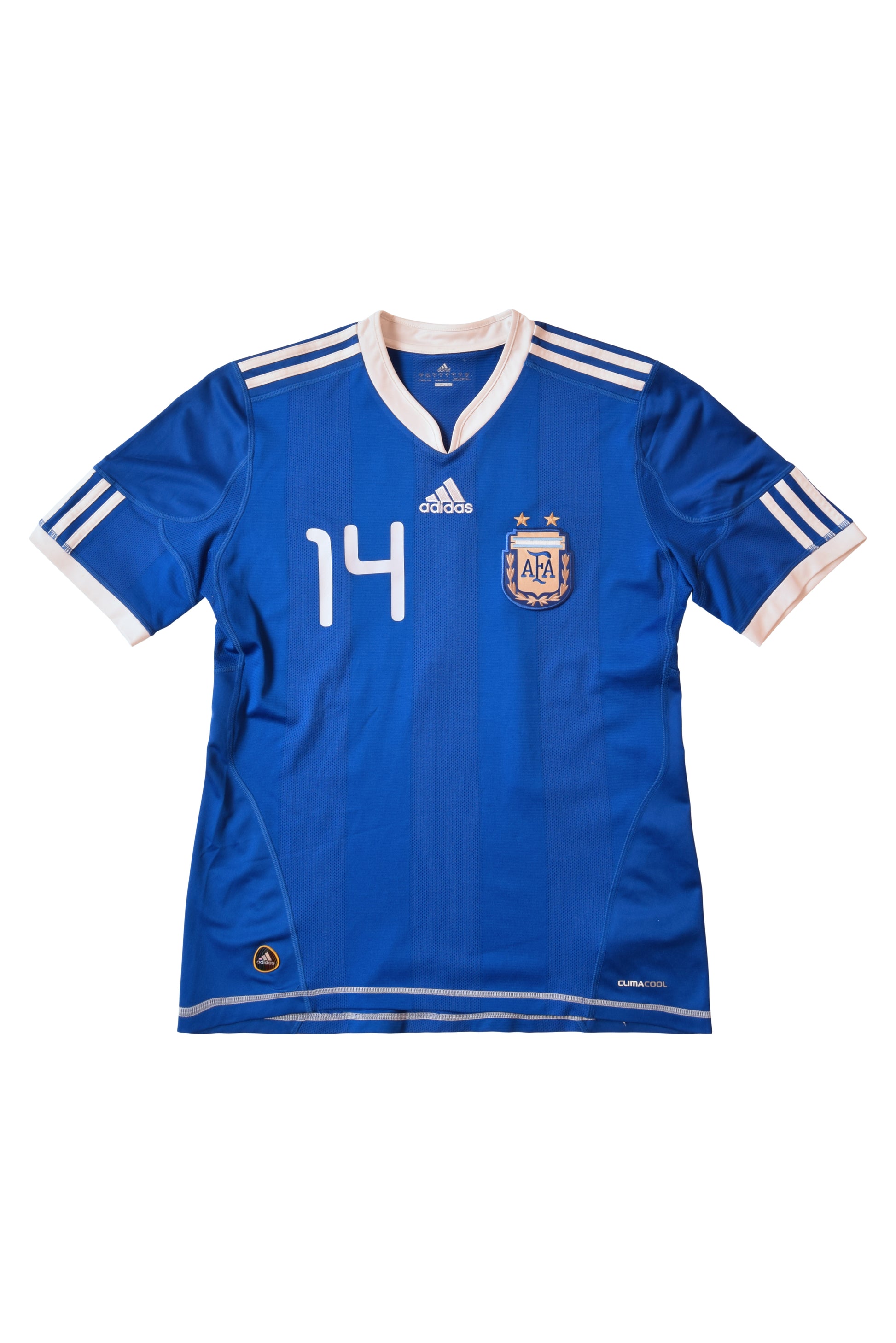 Argentina Adidas Mascherano 14 2010-2011 Away Football Shirt Blue Size S AFA
