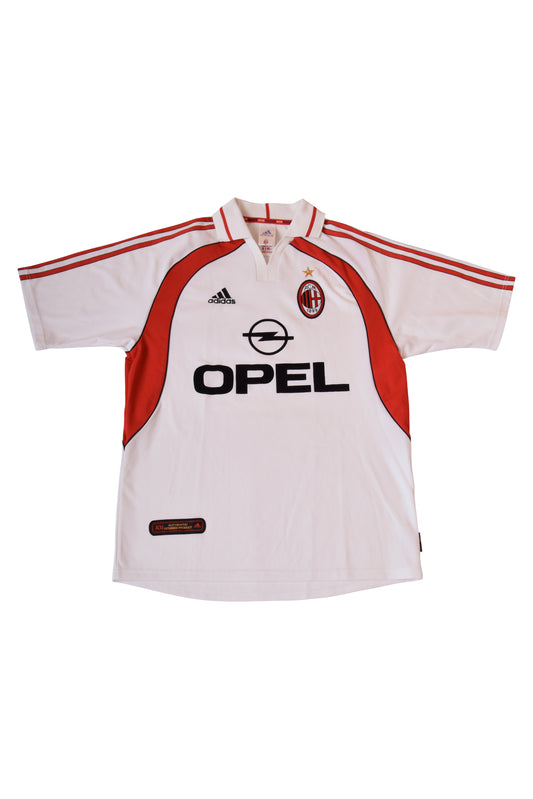 Vintage AC Milan Adidas 2000-2001 Away Football Shirt White Opel Size M Made in Italy