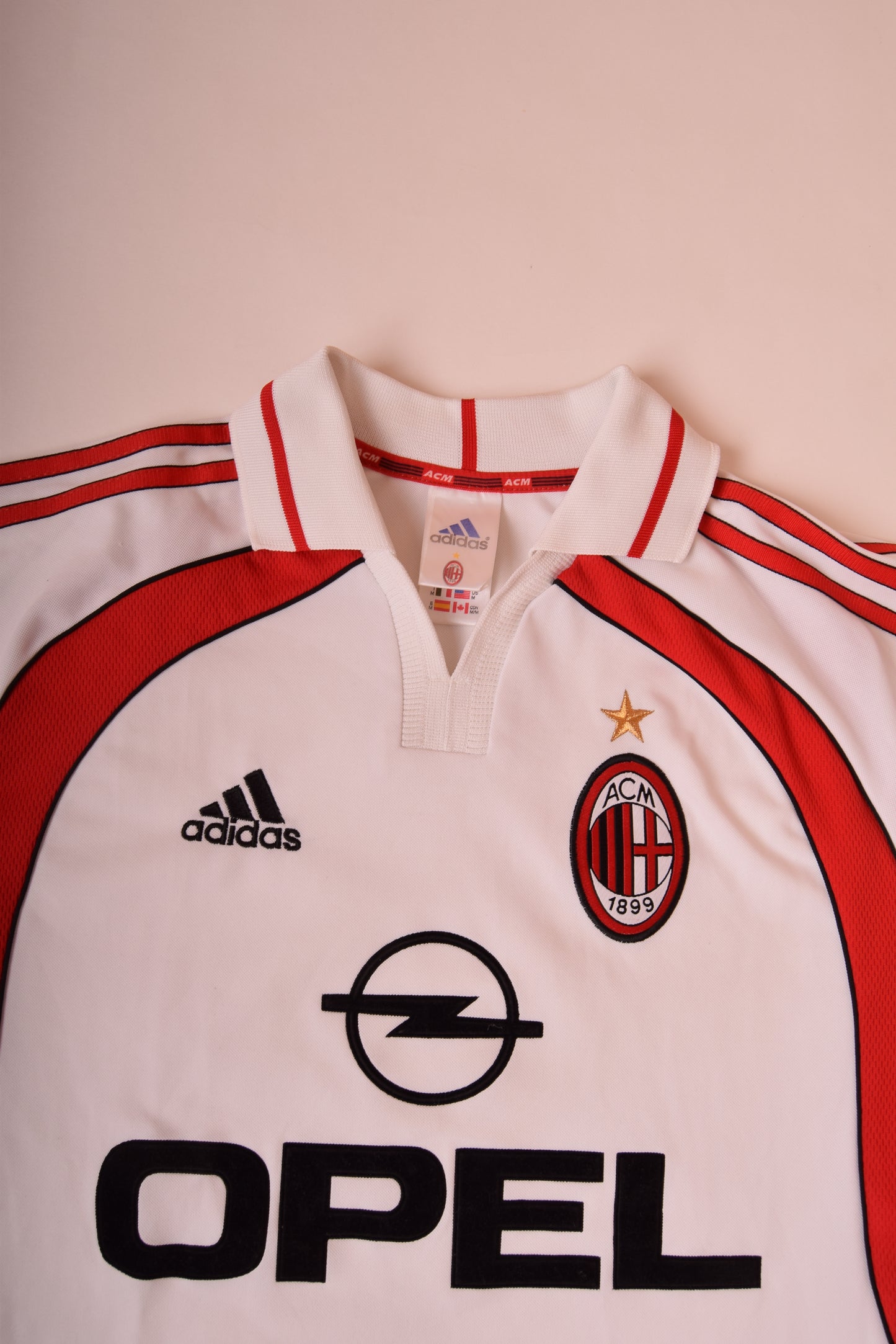 Vintage AC Milan Adidas 2000-2001 Away Football Shirt White Opel Size M Made in Italy