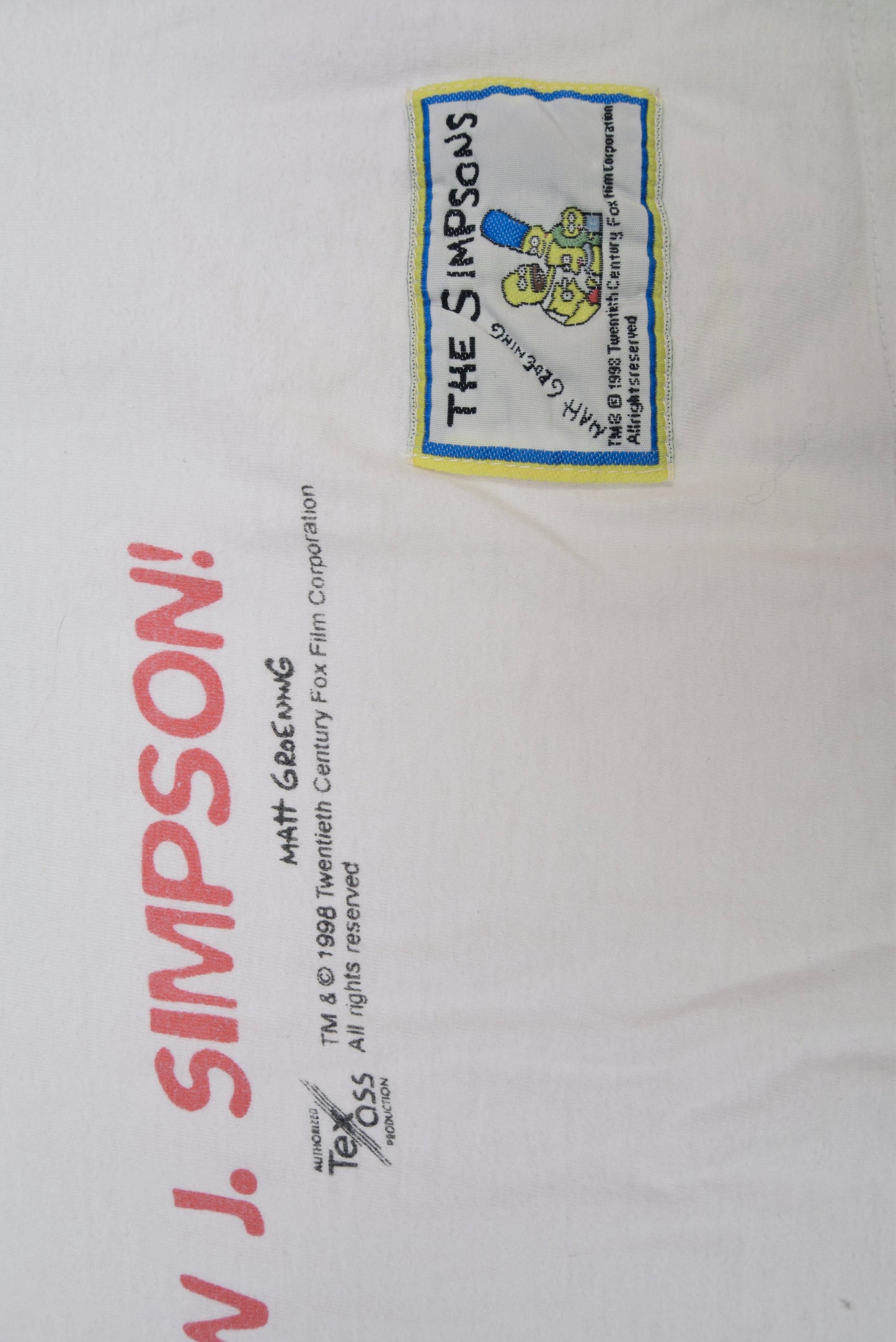 Vintage 1998 Bartholomew J. Simpson The Simpsons Matt Groening Twentieth Century Fox Film T-Shirt Butt Selfie White Size M-L