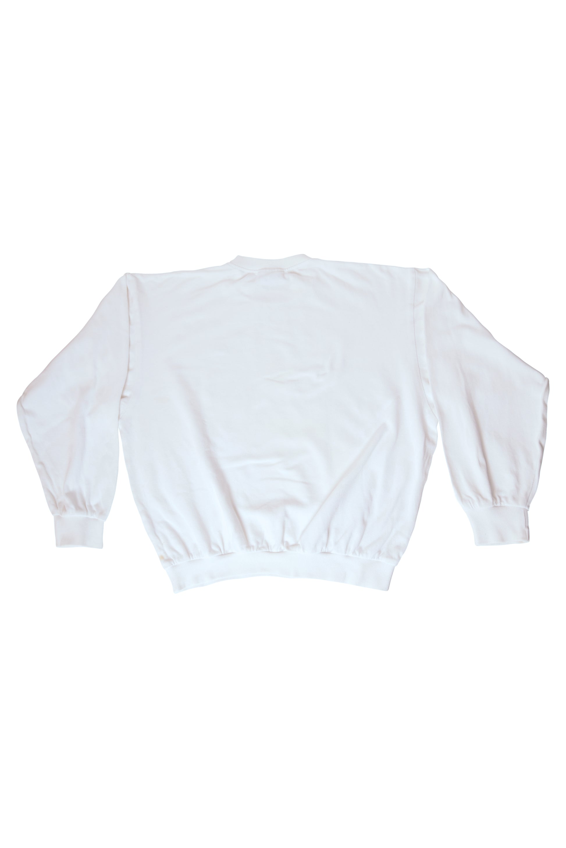 Vintage Lacoste Sweatshirt Crew Neck Pique Made in France 100% Cotton White Size M-L