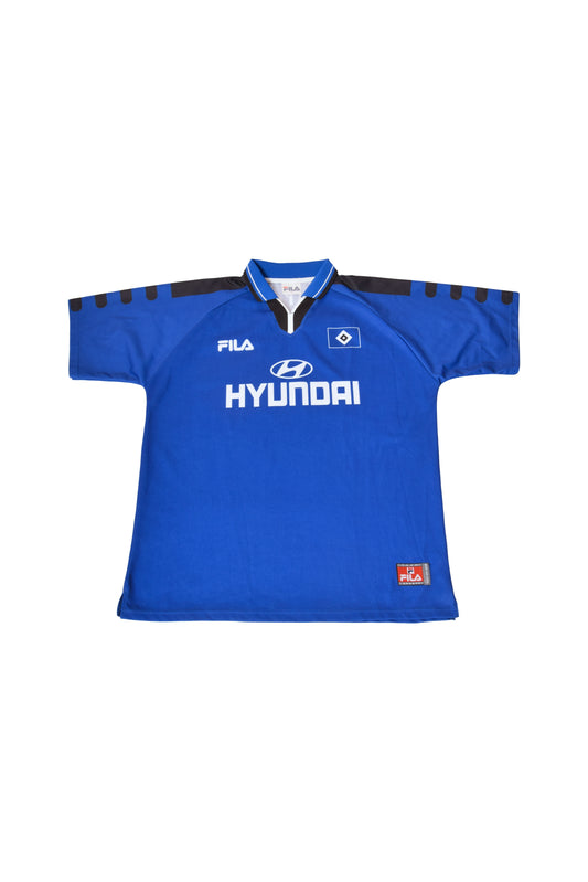 Vintage Hamburg Fila 199-2000 Away Football Shirt Size M Blue Hyundai