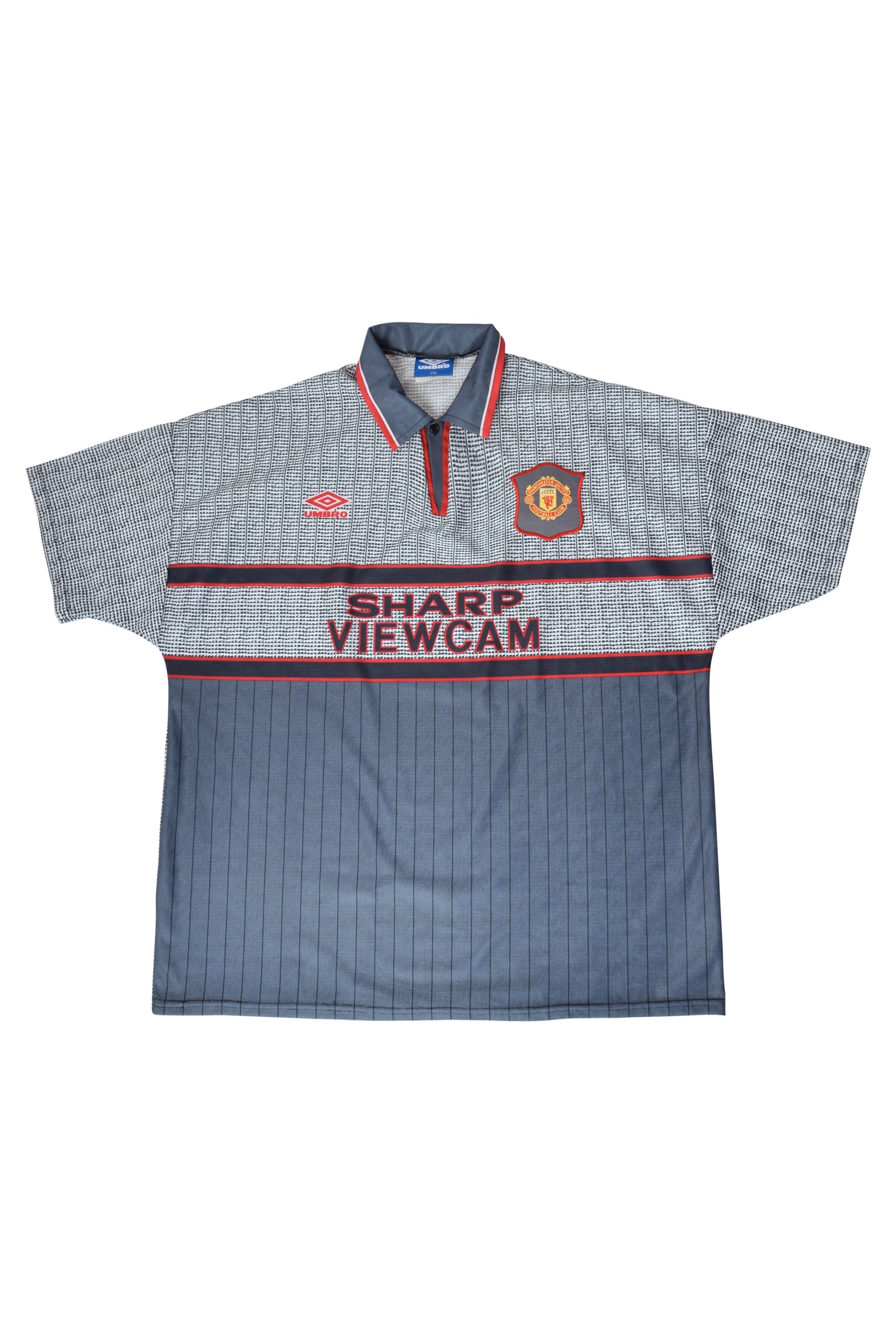 Vintage Manchester United Umbro 1995-1996 Away Football Shirt Grey Size XXL Sharp Viewcam Made in England
