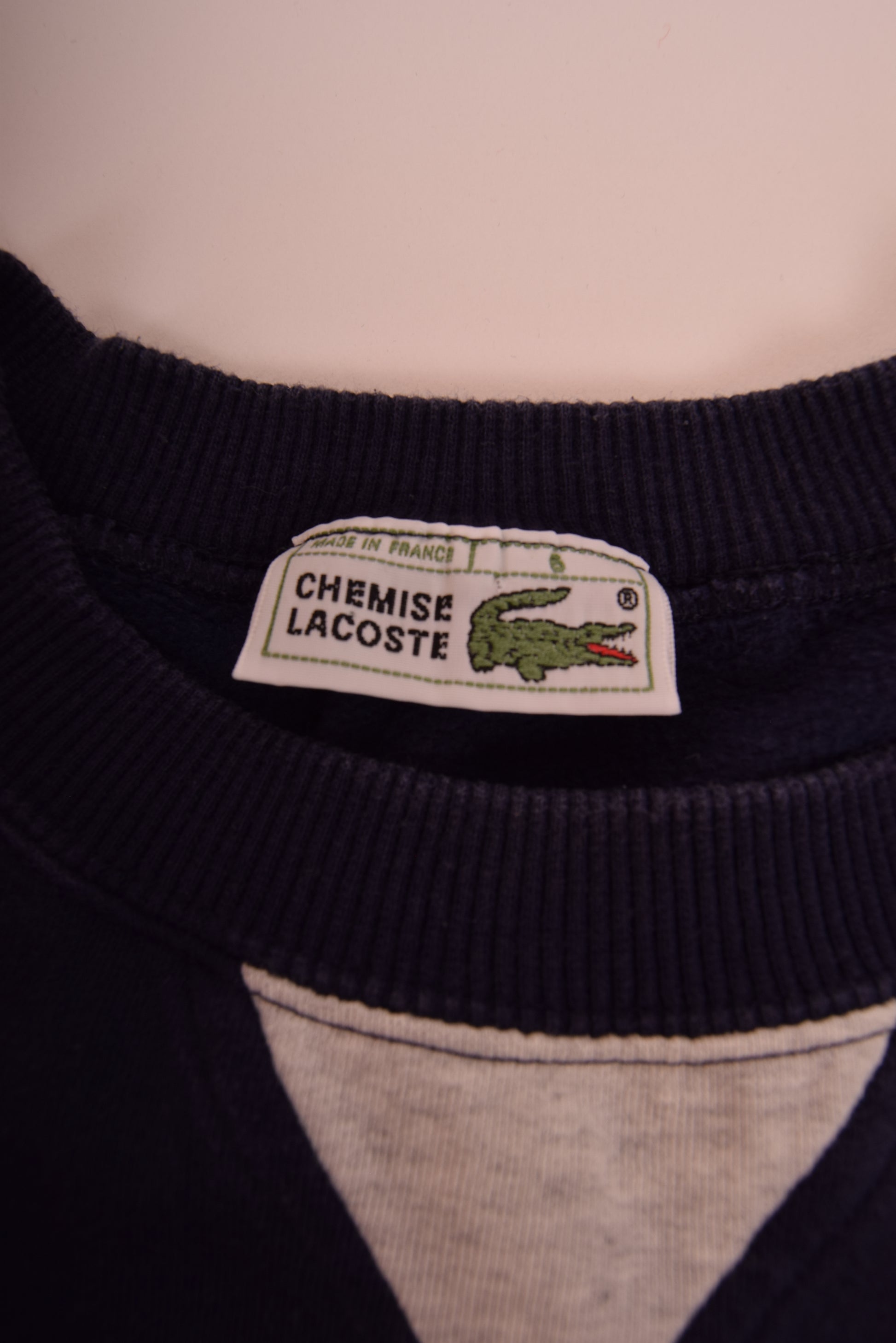 Vintage Lacoste 80's Sweatshirt Made in France Size L-XL Blue Navy