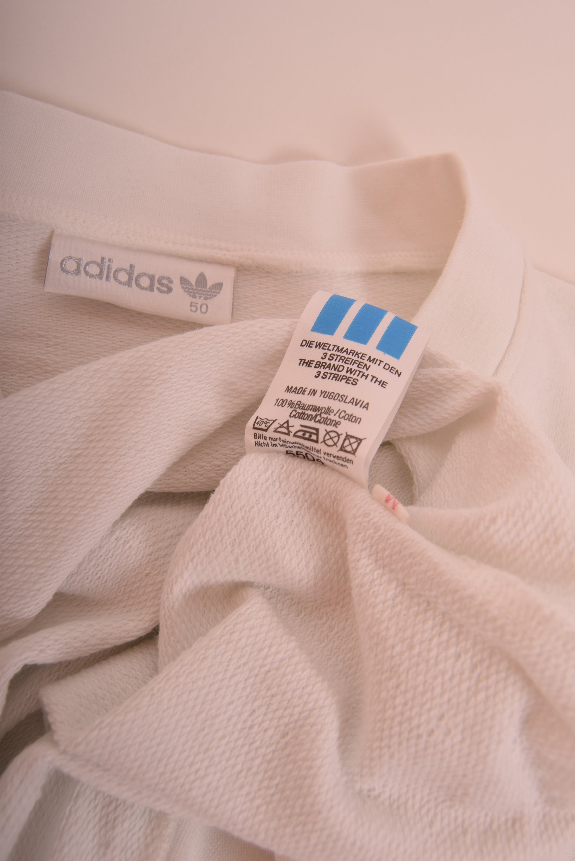 Vintage Adidas Stefan Edberg Sweatshirt 80's Made in Yugoslavia Size M White