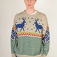  Vintage 90s Adidas Jumper Reindeer Snowflake Pullover Winter Warm Ski Sweater Christmas