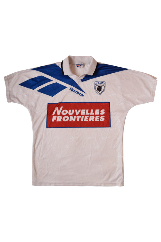 Vintage S.C. Bastia Football Shirt Away '95-'96 Size S-M White Nouvelles Frontieres