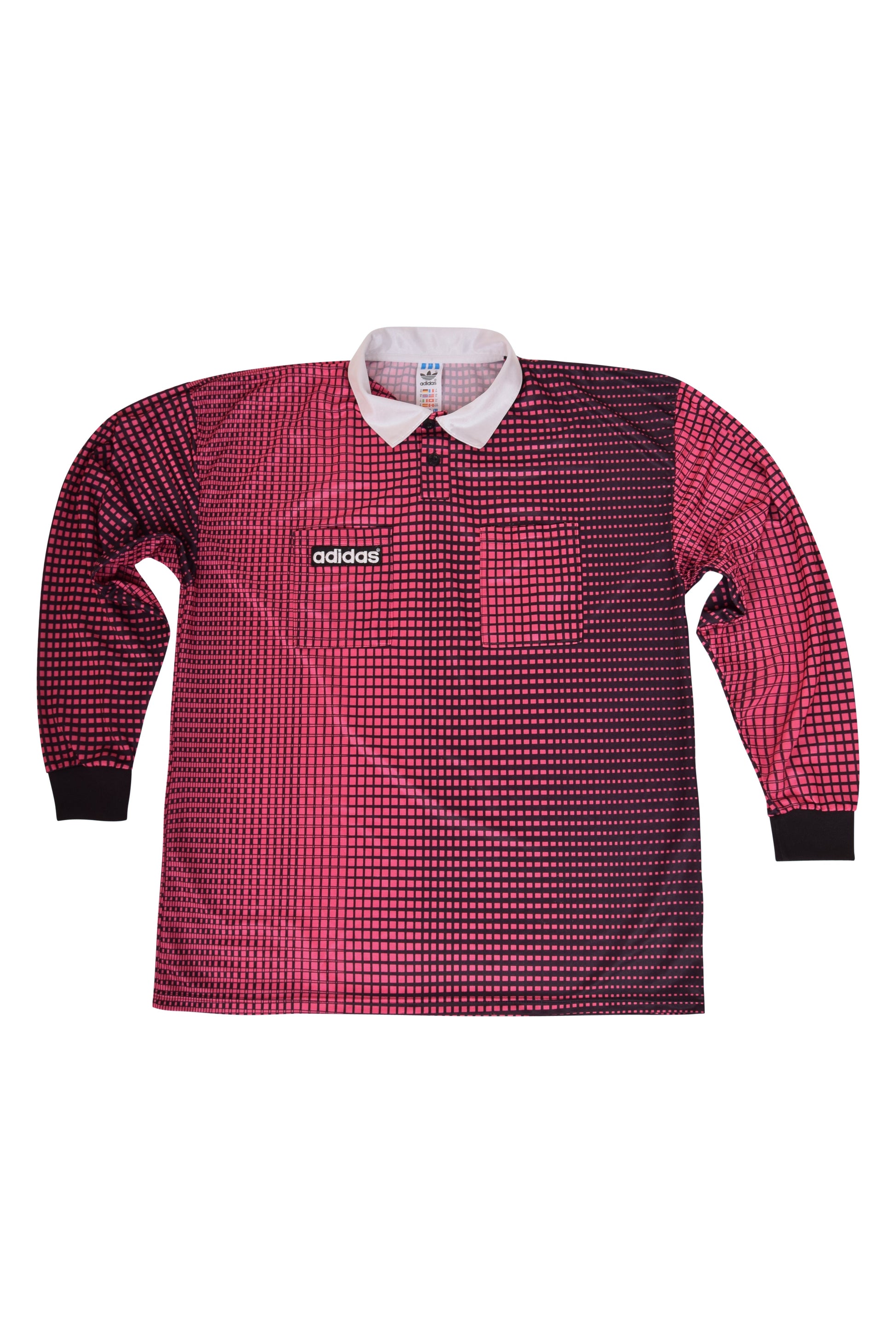 Vintage Adidas Referee Shirt Euro 1996 Size XL Black Pink Made in England