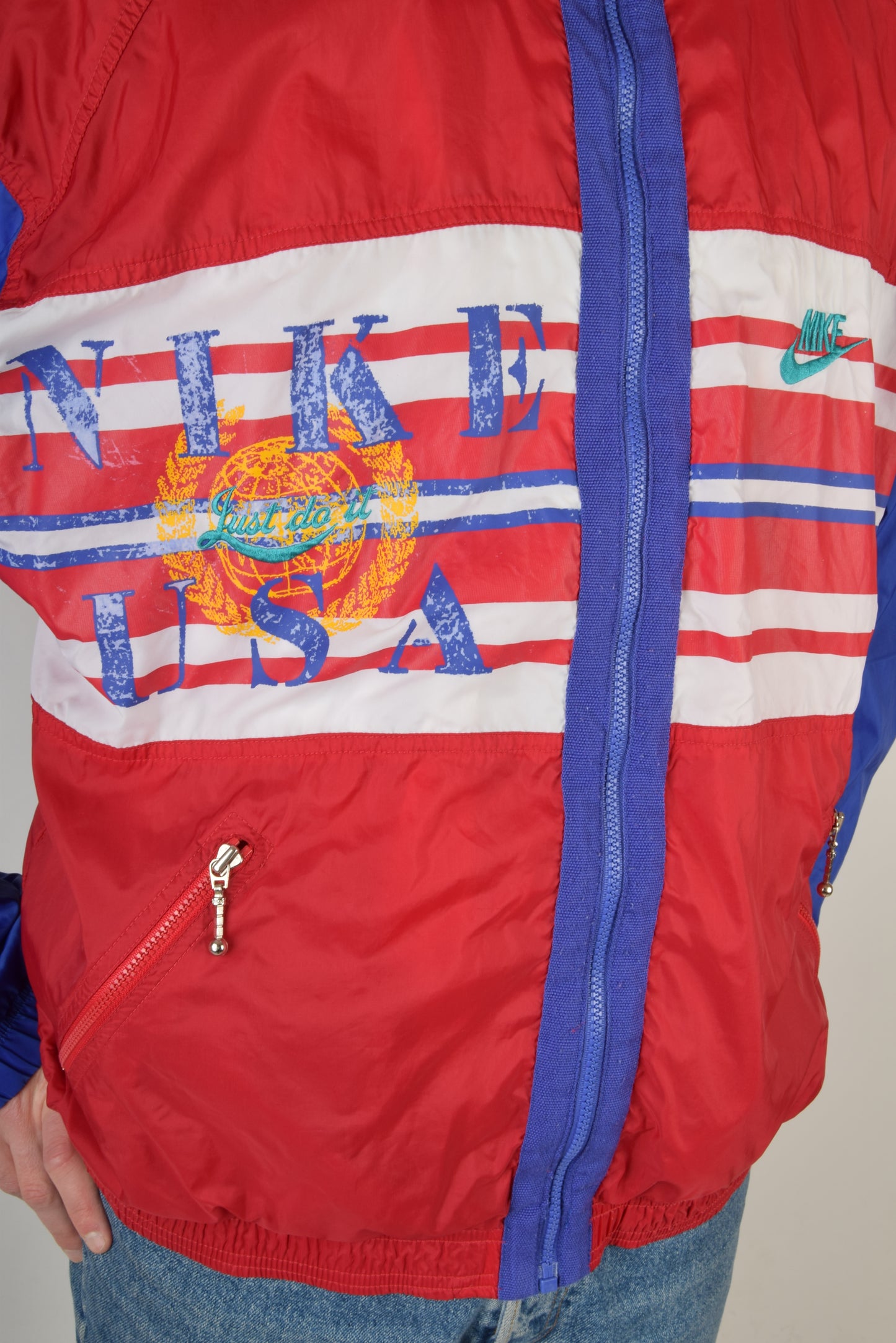 Vintage 90's Nike Jacket / Shell Size L  Red Blue White