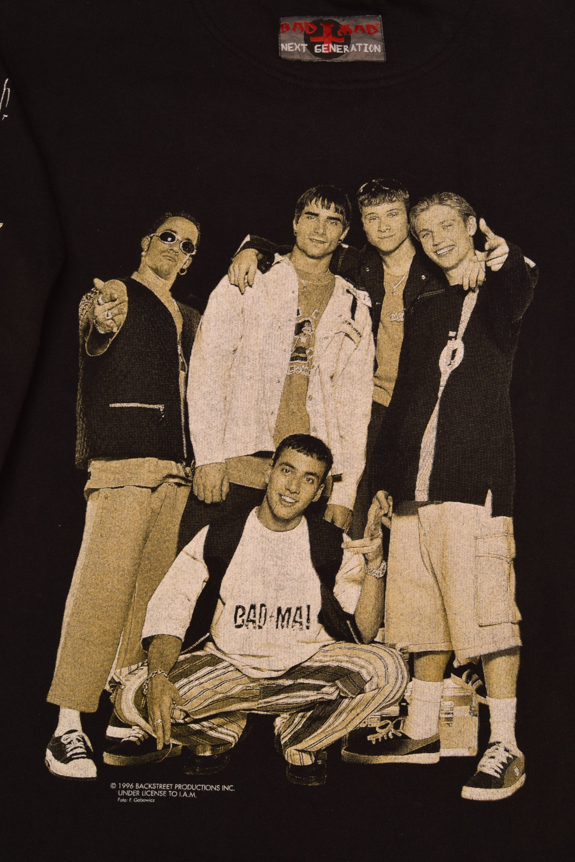 Vintage 1996 BackStreet Boys BSB I.A.M. Bad Mad Next Generation Authentic Sweatshirt Black