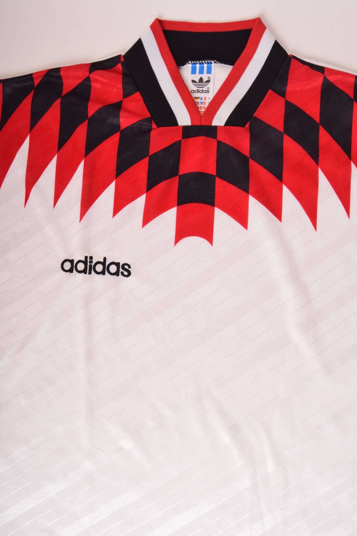 Vintage Adidas Football Shirt 1994-1995 Tamplate Size M Made in UK White Black Red