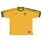 Vintage Nike Brazil 1998 - 2000 Home Football Shirt Size L Yellow Green Made in UK