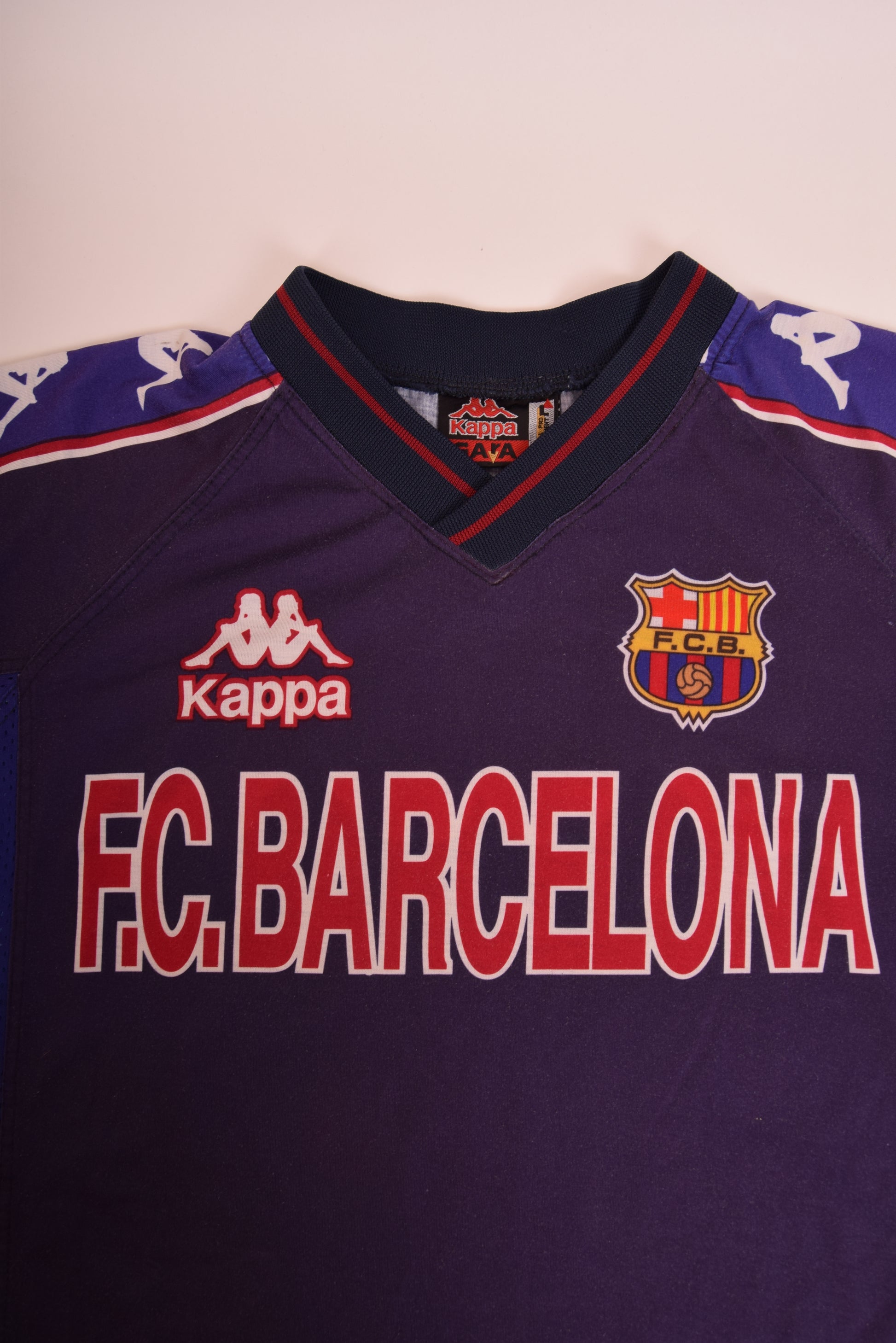 Vintage FC Barcelona Football Training Shirt 1997-1998 Size L Blue