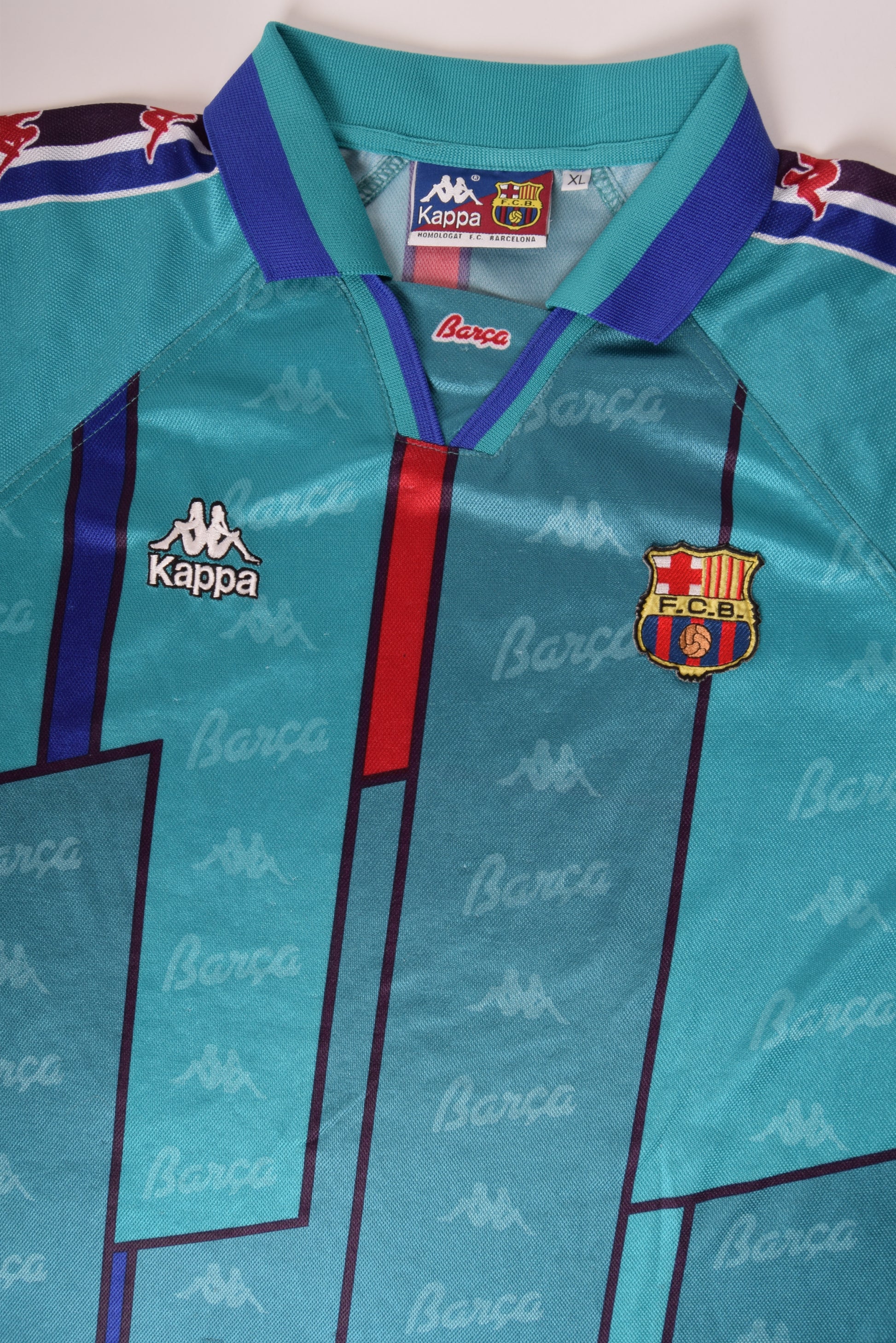 Vintage FC Barcelona Kappa 1995-1997 Away Football Shirt Size XL Green