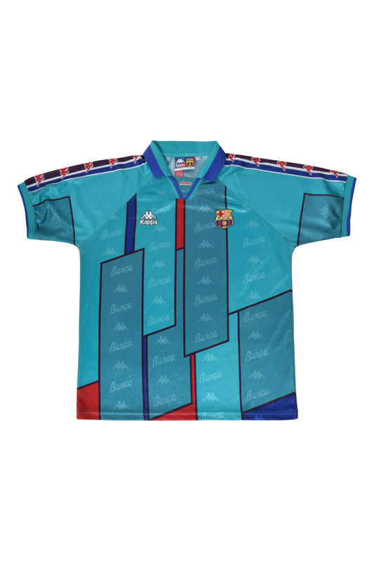 Vintage FC Barcelona Kappa 1995-1997 Away Football Shirt Size XL Green