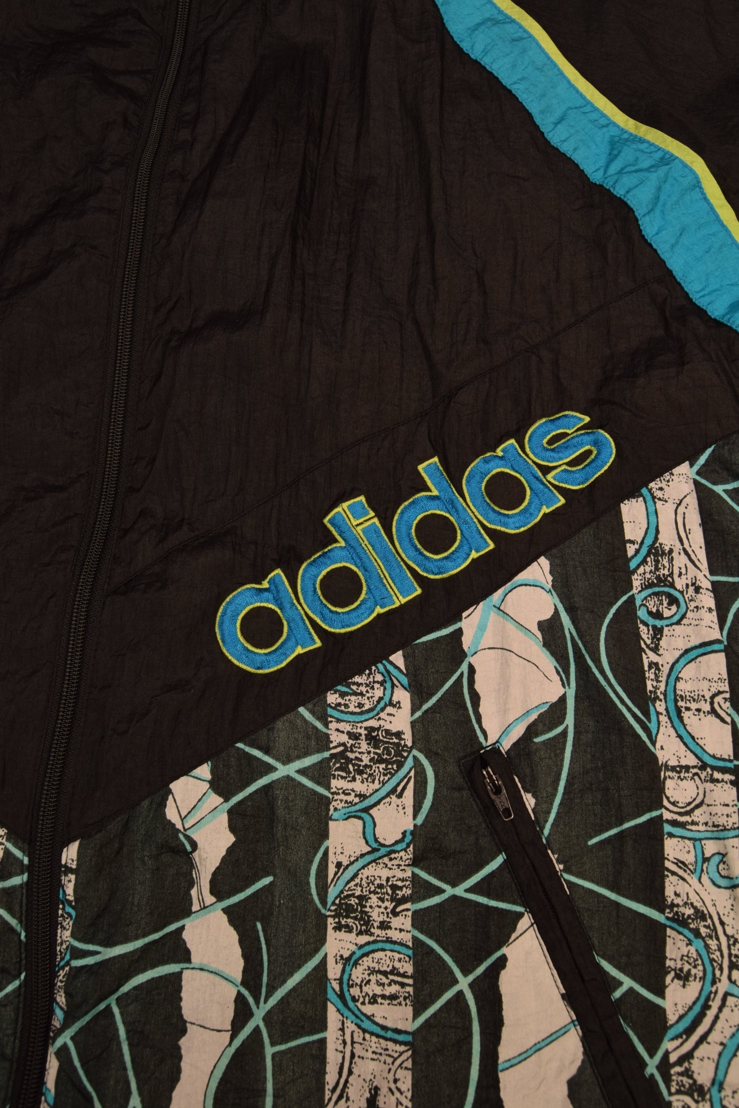 Vintage 90's Adidas Jacket Shell Size L Black Blue  Charcoal Grey Size L XL XXL