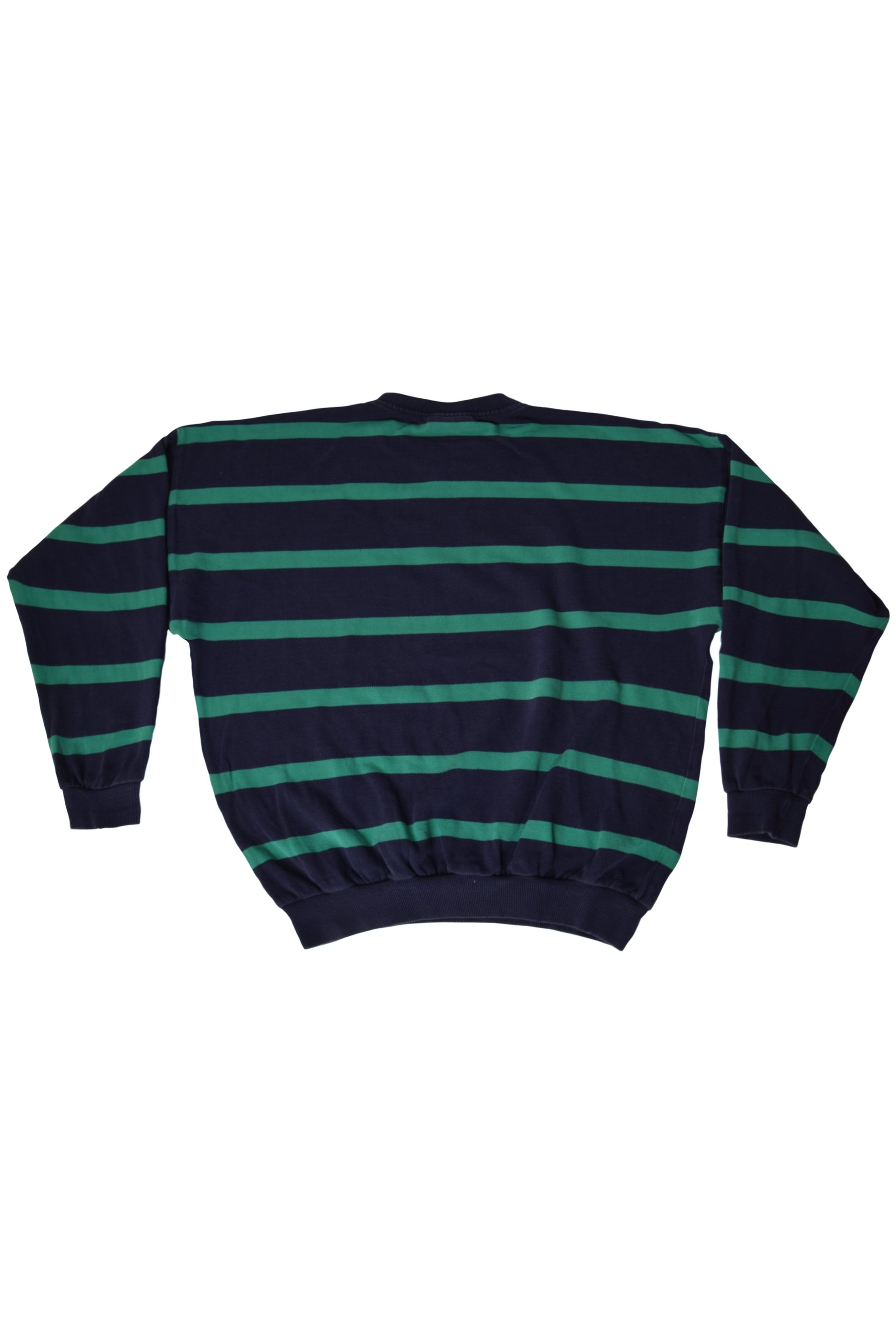 Vintage 80's Lacoste La Chemise Pique Sweatshirt Crew Neck Made in France Blue Green Size  XL-XXL  Stripes
