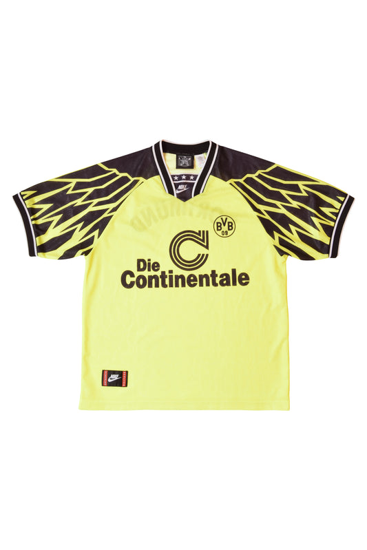Vintage Nike Premier Football Shirt BVB Borussia Dortmund Home Neon 1994-1995 Eagle Wings Template Size M