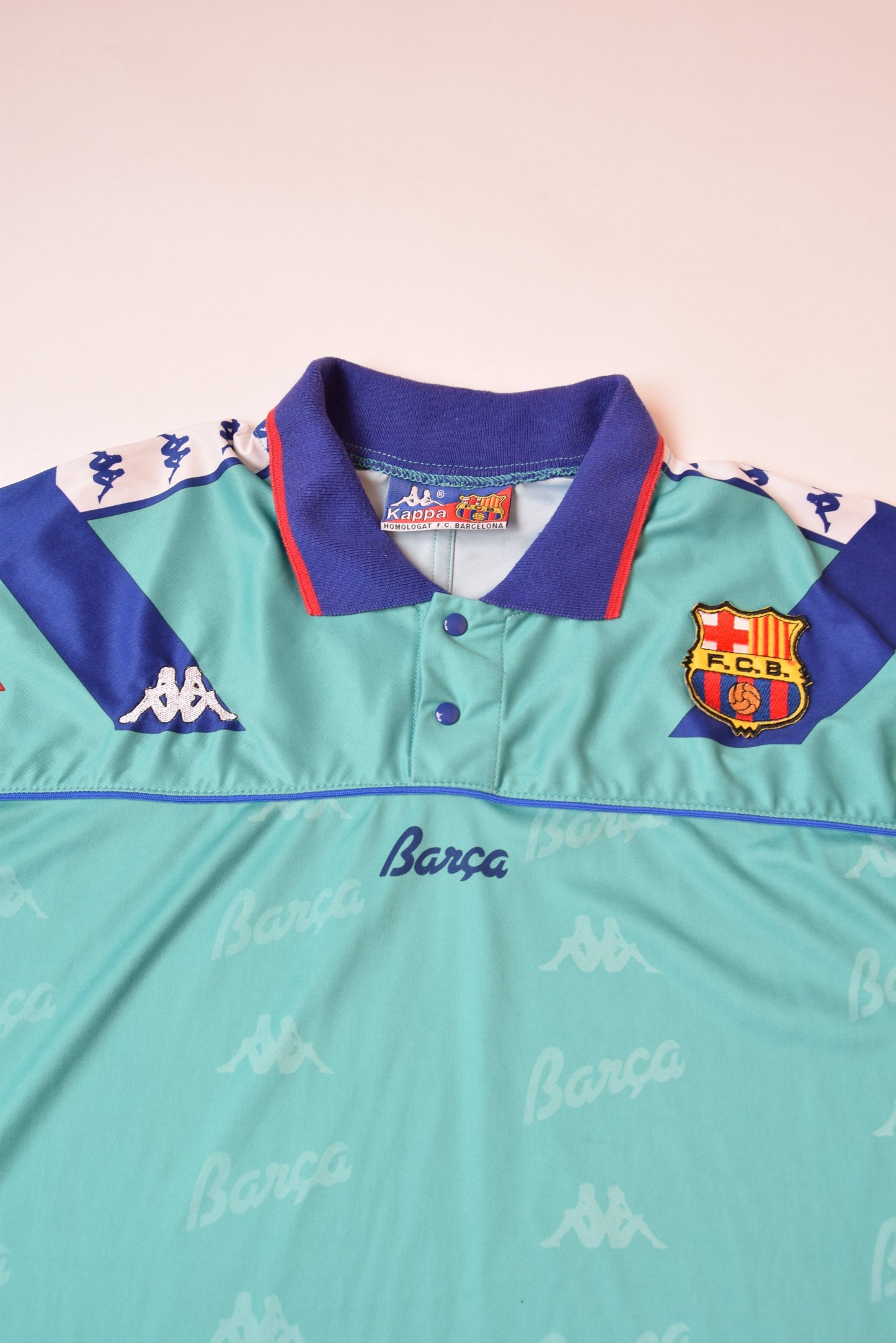 Vintage FC Barcelona Kappa Green Away Football Shirt / Jersey 1992-1995