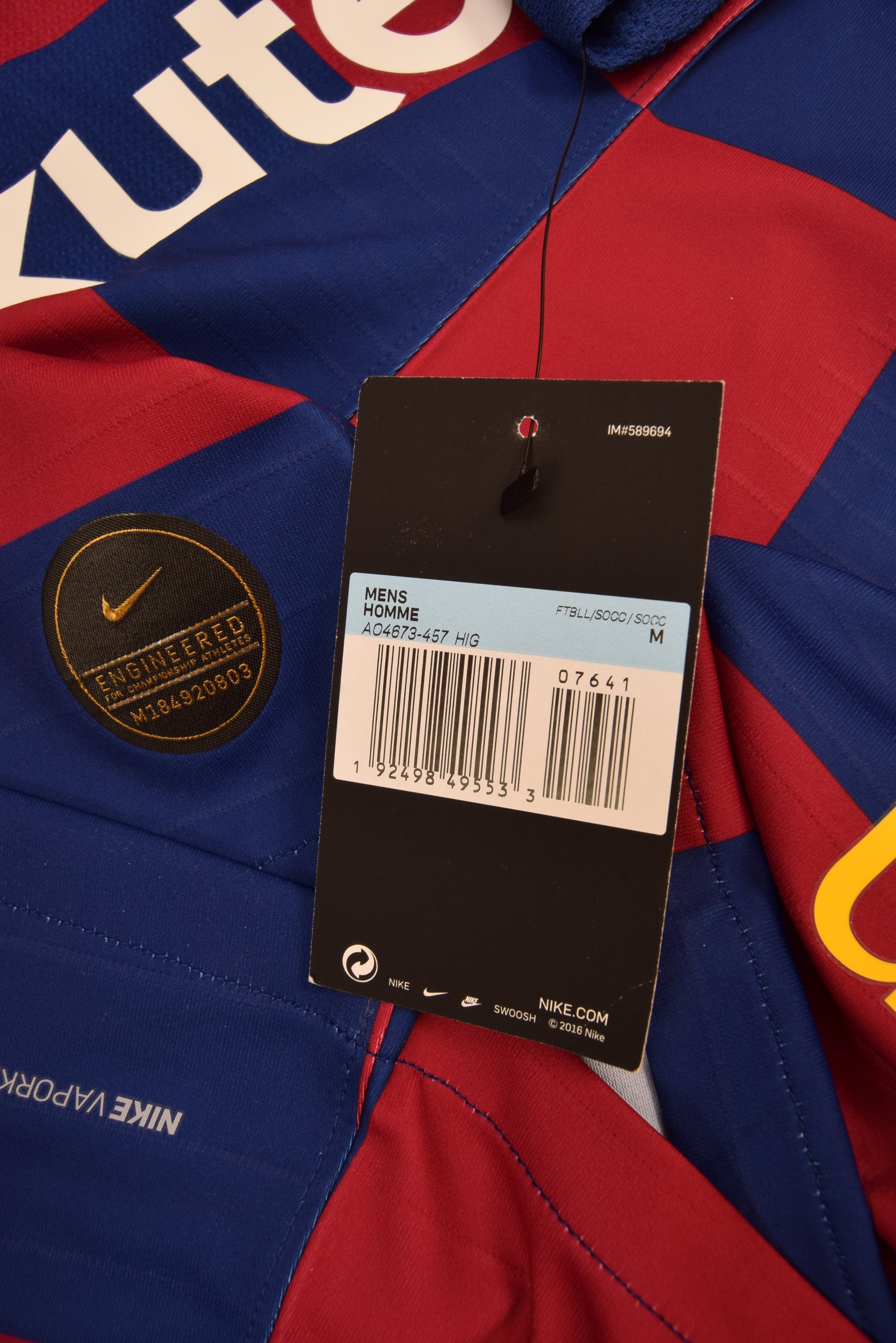 FC Barcelona Nike Vaporknit 2019 - 2020 Player Issue Home Football Shirt BNWT New Headstock Red Blue Beko Rakuten Unicef Size M