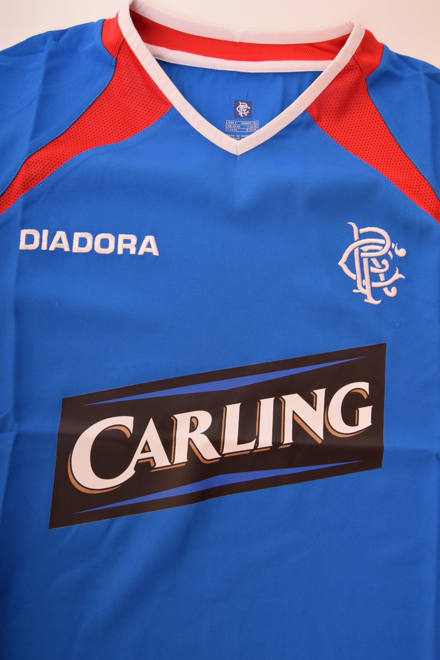 Glasgow Rangers Diadora BNWT 2003-2004 Home Football Shirt Carling Blue Shirt Size L