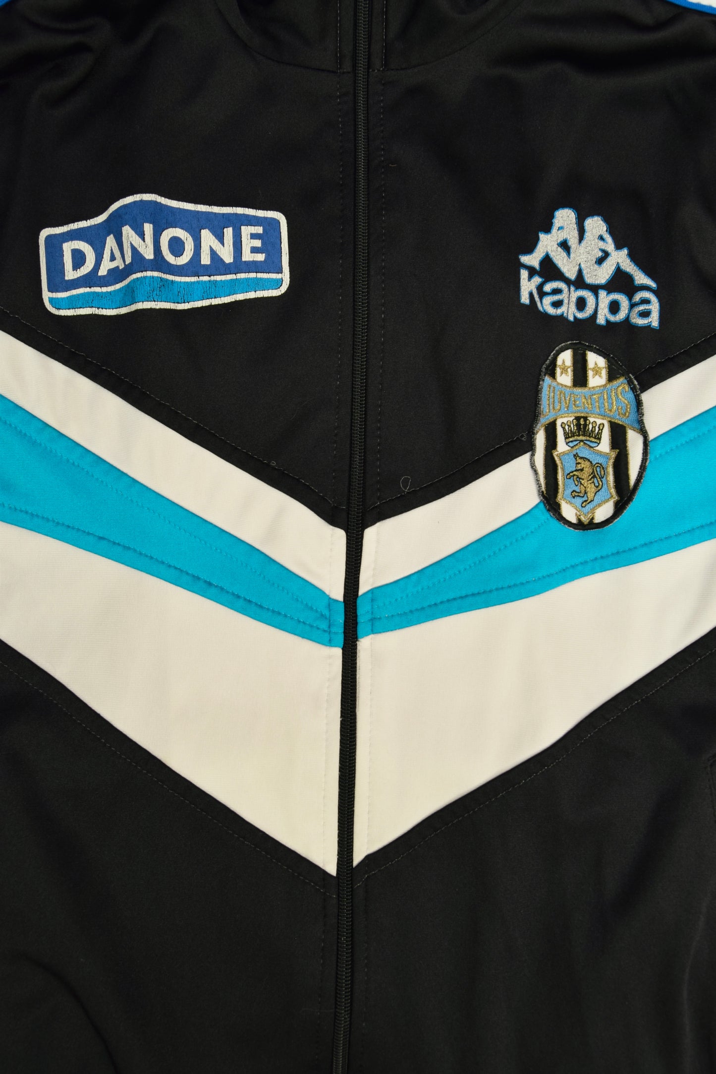 Juventus Kappa 1992  1993 1994 Presentation Football TrackSuit Size L Made in Italy Black Blue White Danone