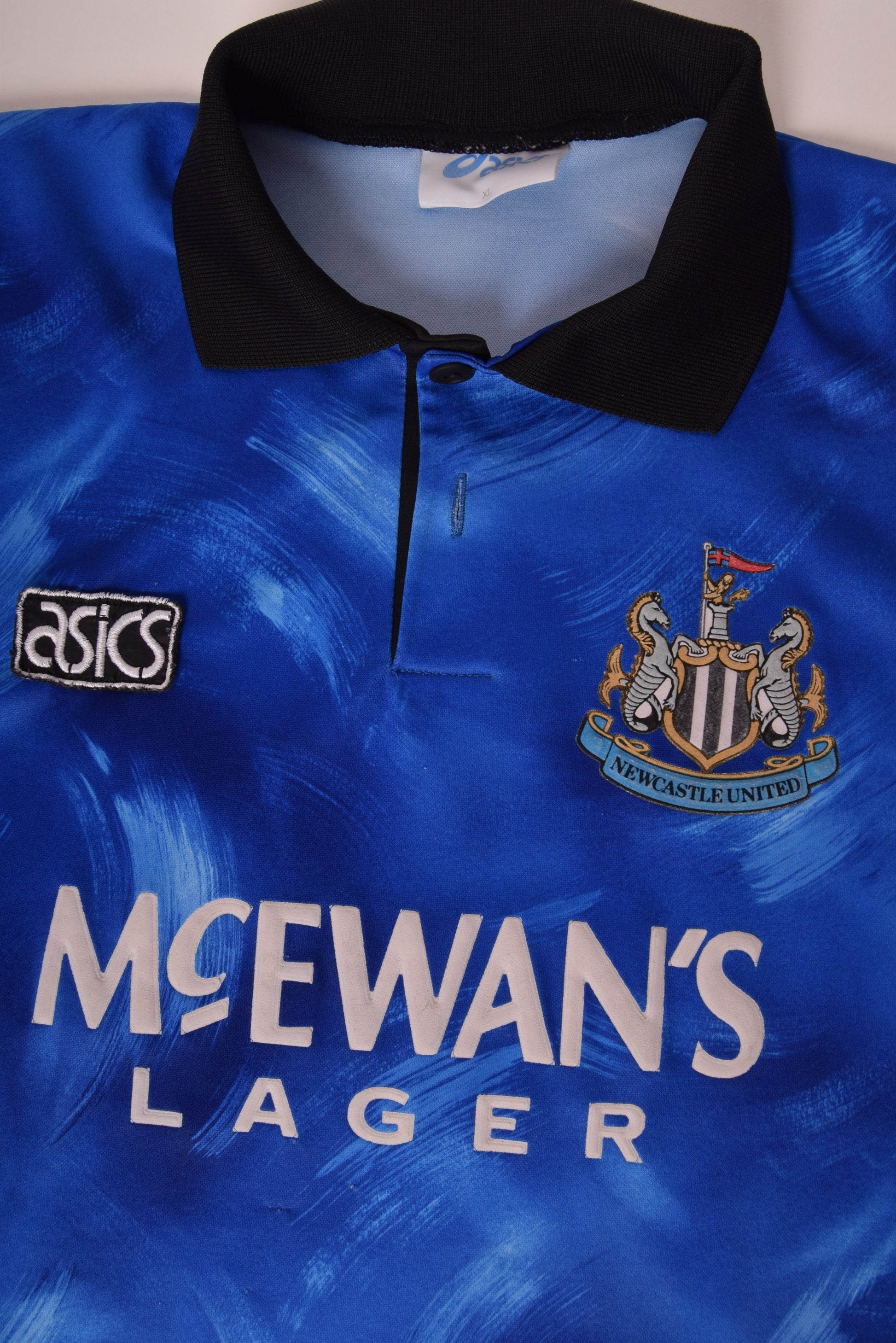 Vintage Newcastle 1993-1995 Asics Away Football Shirt Blue Made in UK Size XL