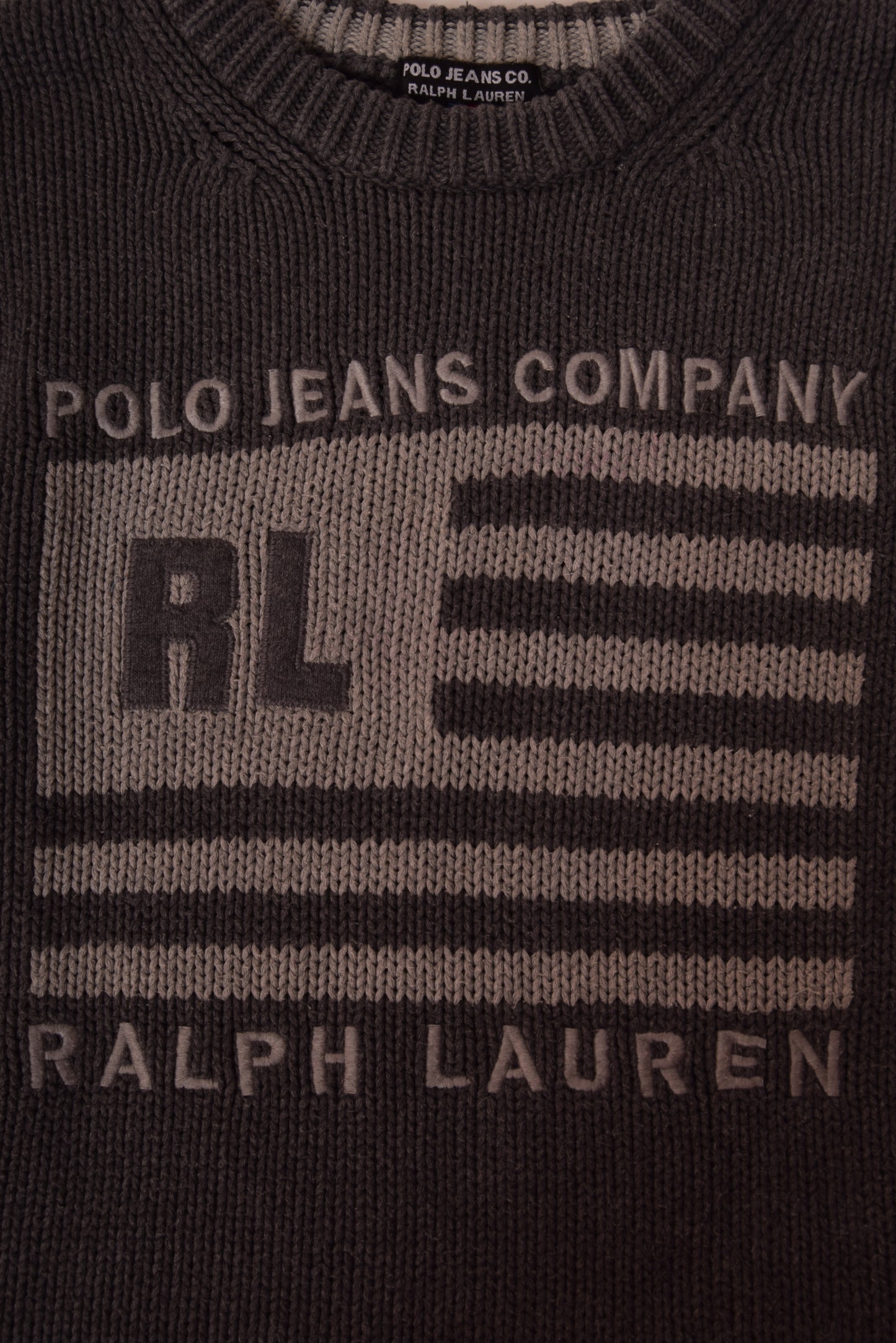 Vintage 90's Ralph Lauren Polo Jeans CO. Jumper Grey 100% Cotton