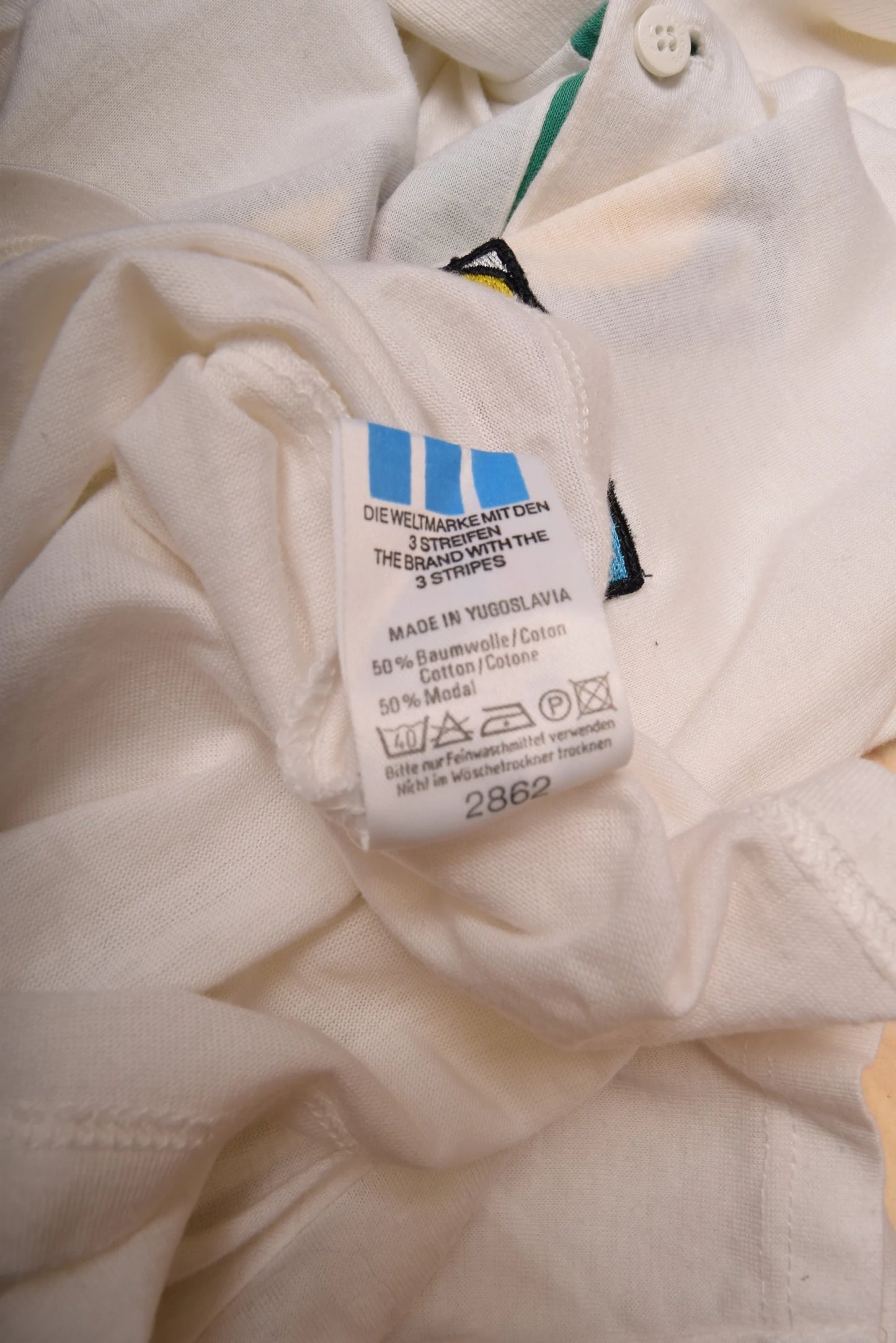 Vintage 80's Ivan Lend Adidas Tennis Polo Shirt White Made in Yugoslavia Size S - M