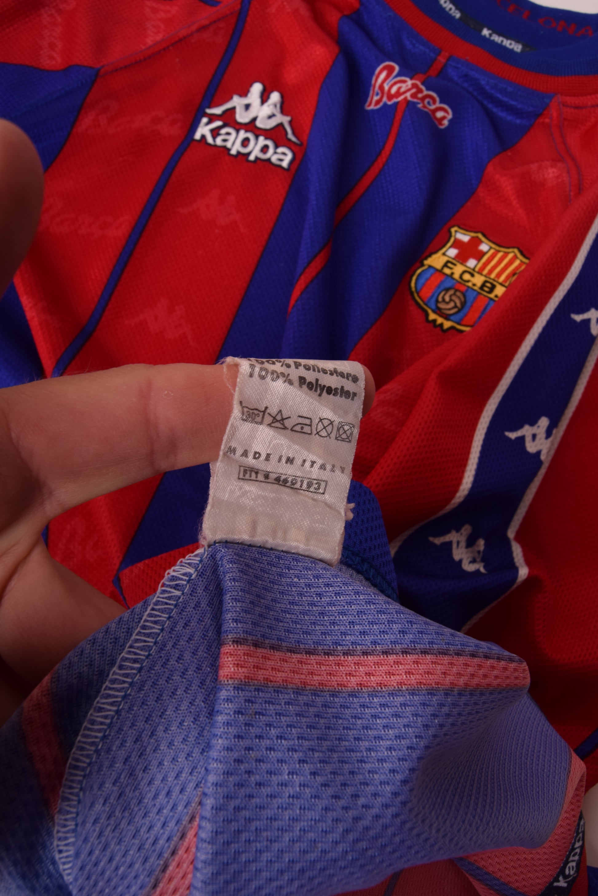 Vintage FC Barcelona Kappa Football Home Shirt '97-'98 Size XL Red Blue Made in Italy