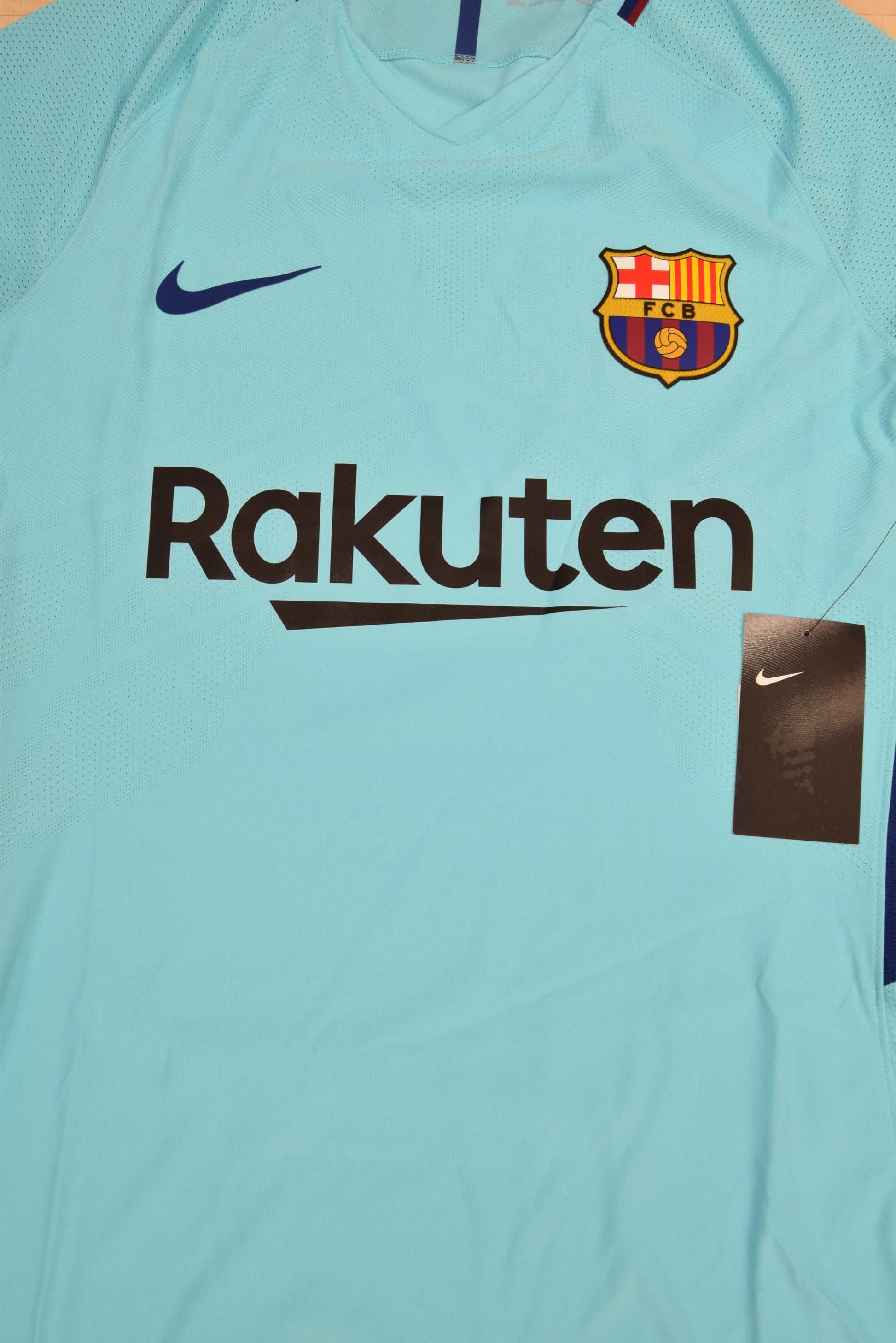 Authentic New FC Barcelona Nike Aeroswift Player Issue Away Football Shirt 2017-2018 Long Sleeves BNWT Deadstock Size M Vivid Blue Rakuten Unicef